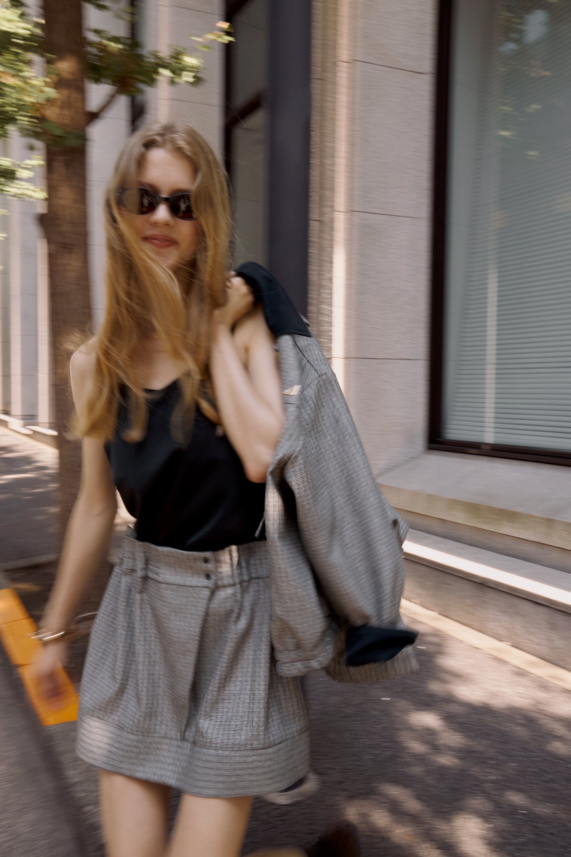 Tuck check miniskirt