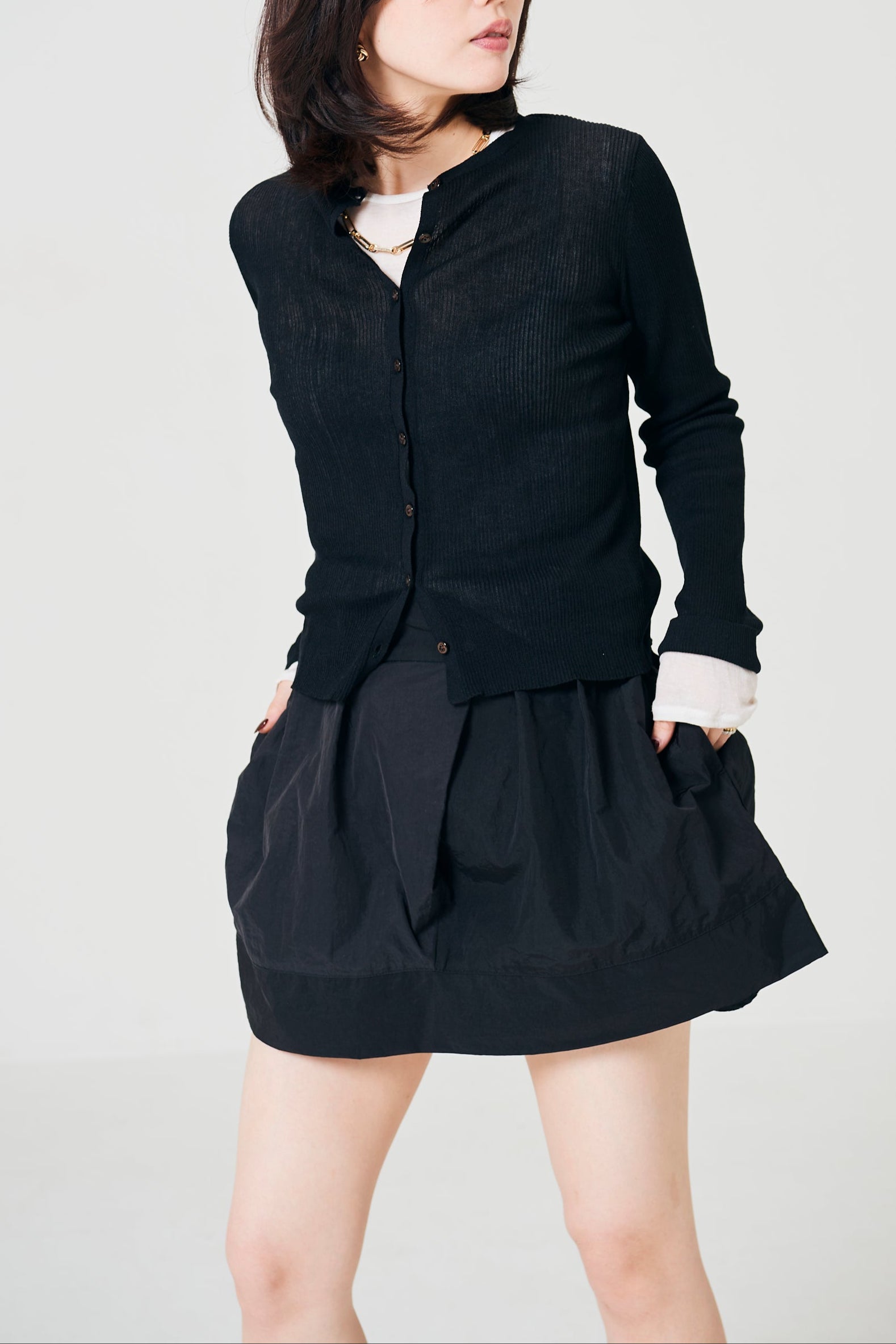 Tuck taffeta miniskirt