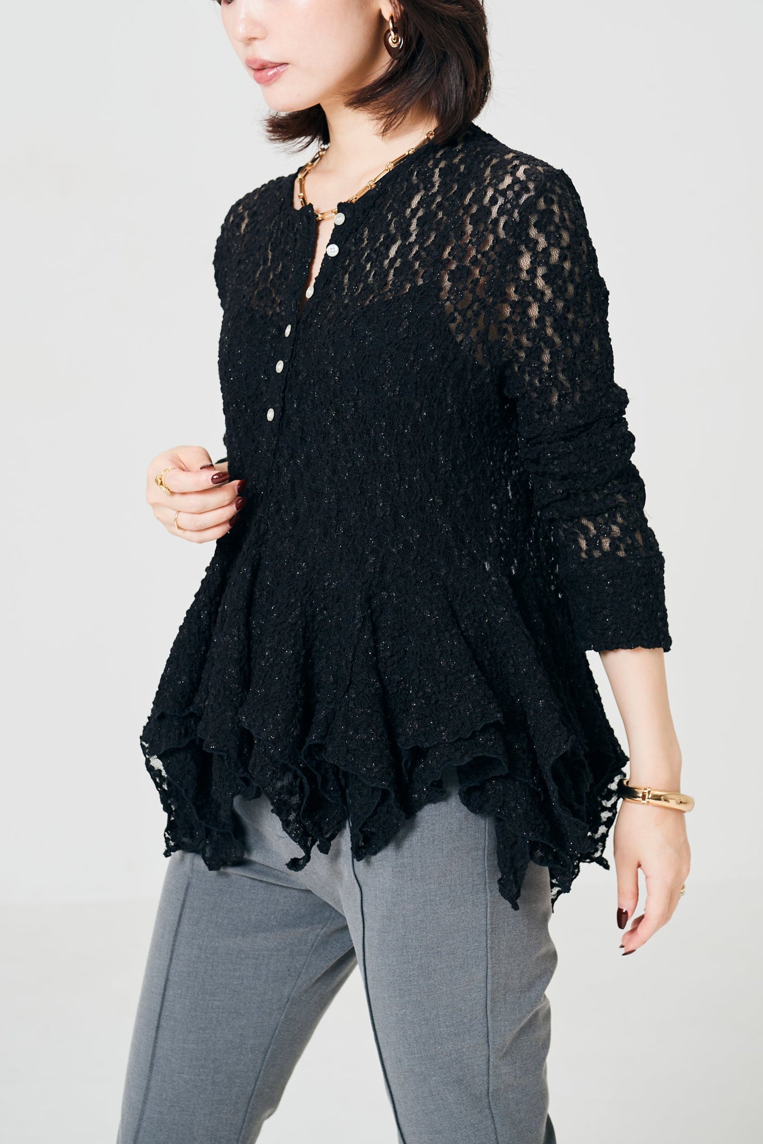 Lace peplum tops
