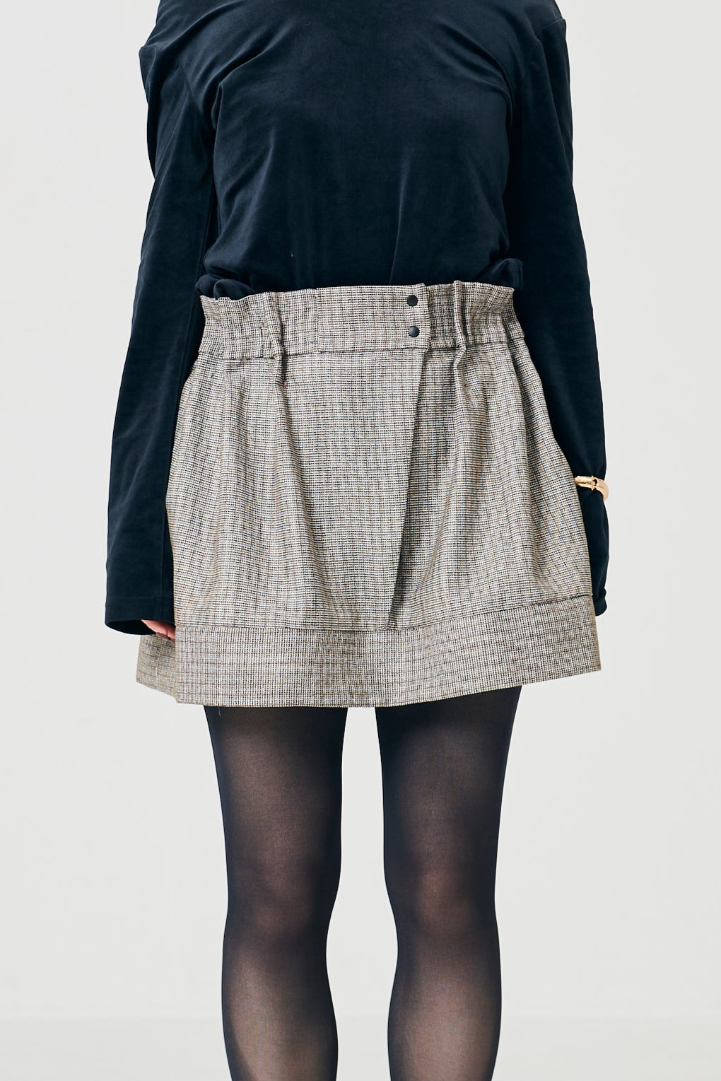 Tuck check miniskirt