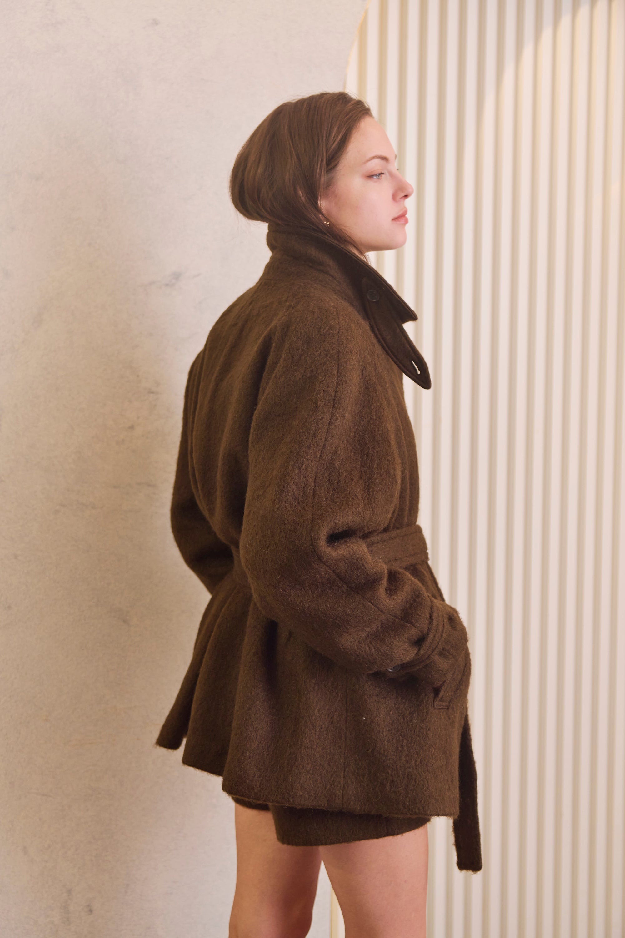 Loop cut shaggy coat