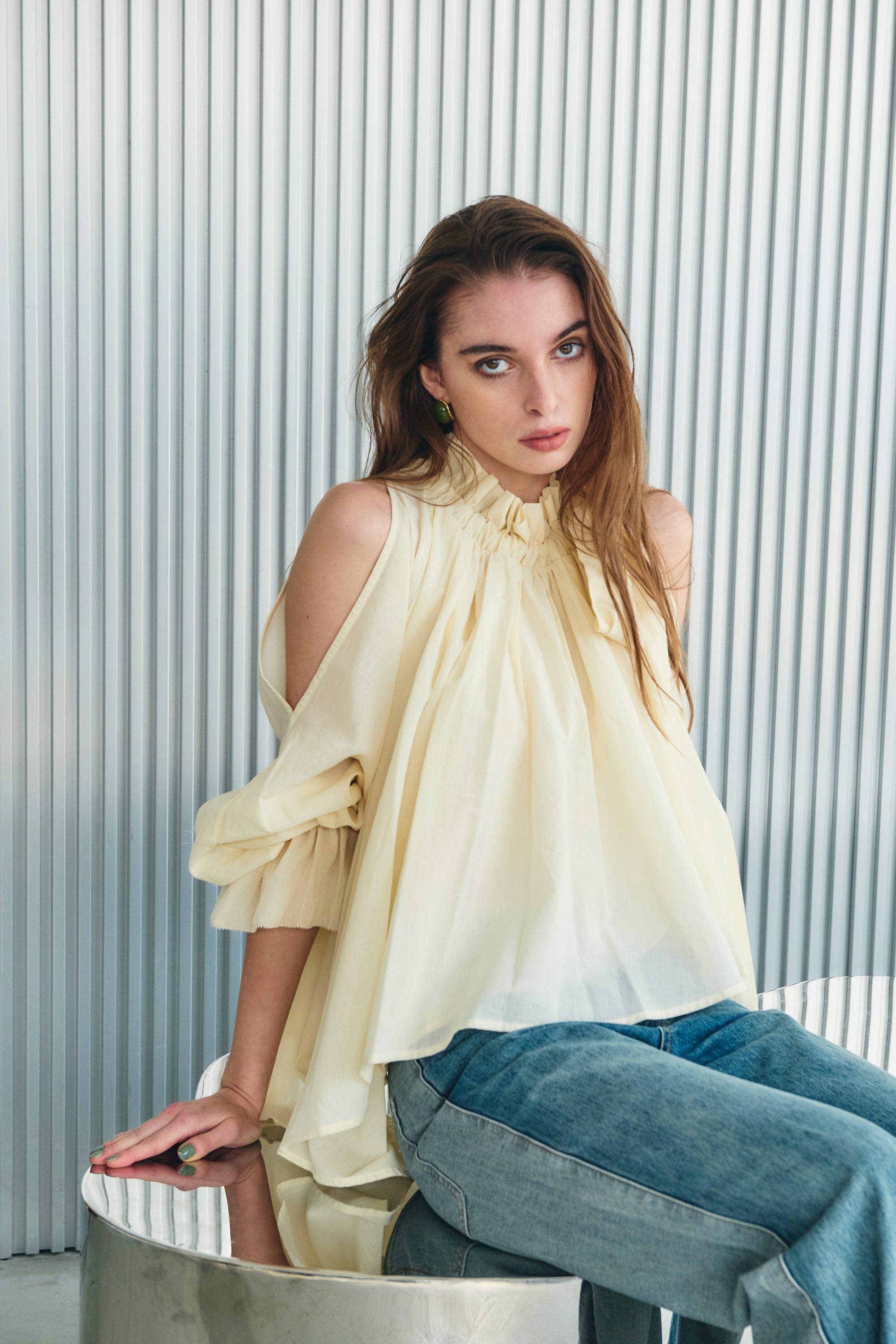 Open shoulder blouse