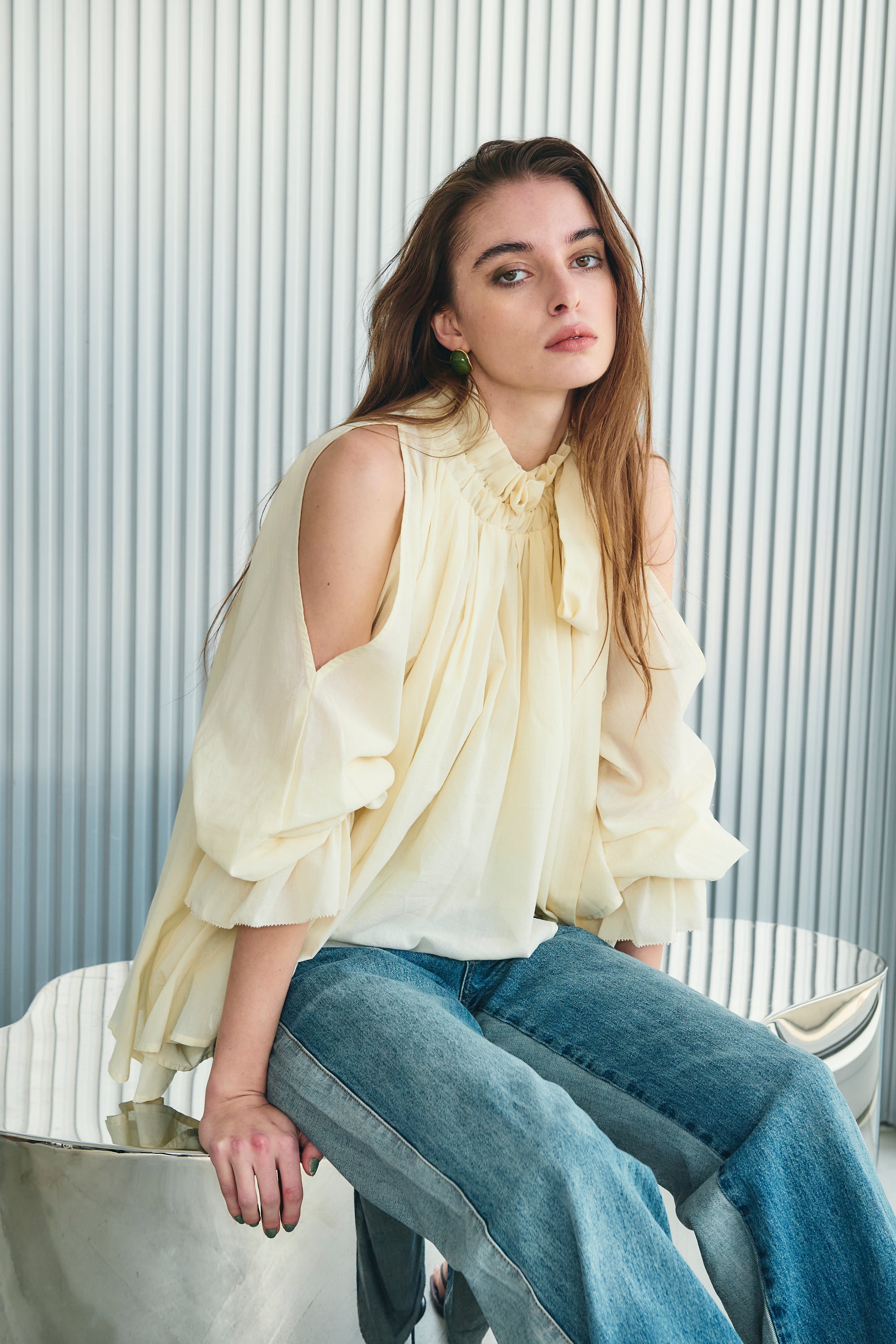 Open shoulder blouse