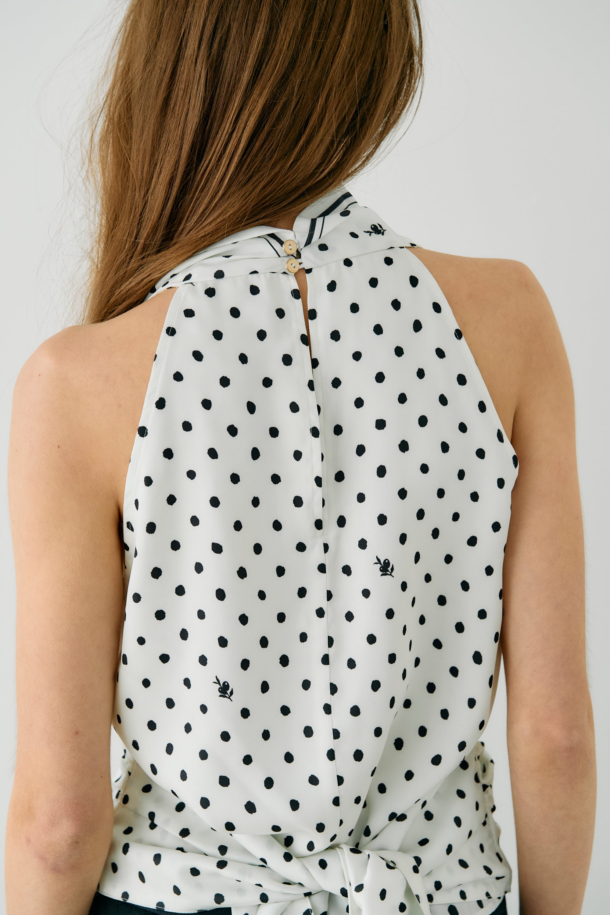 olive dots scarf blouse