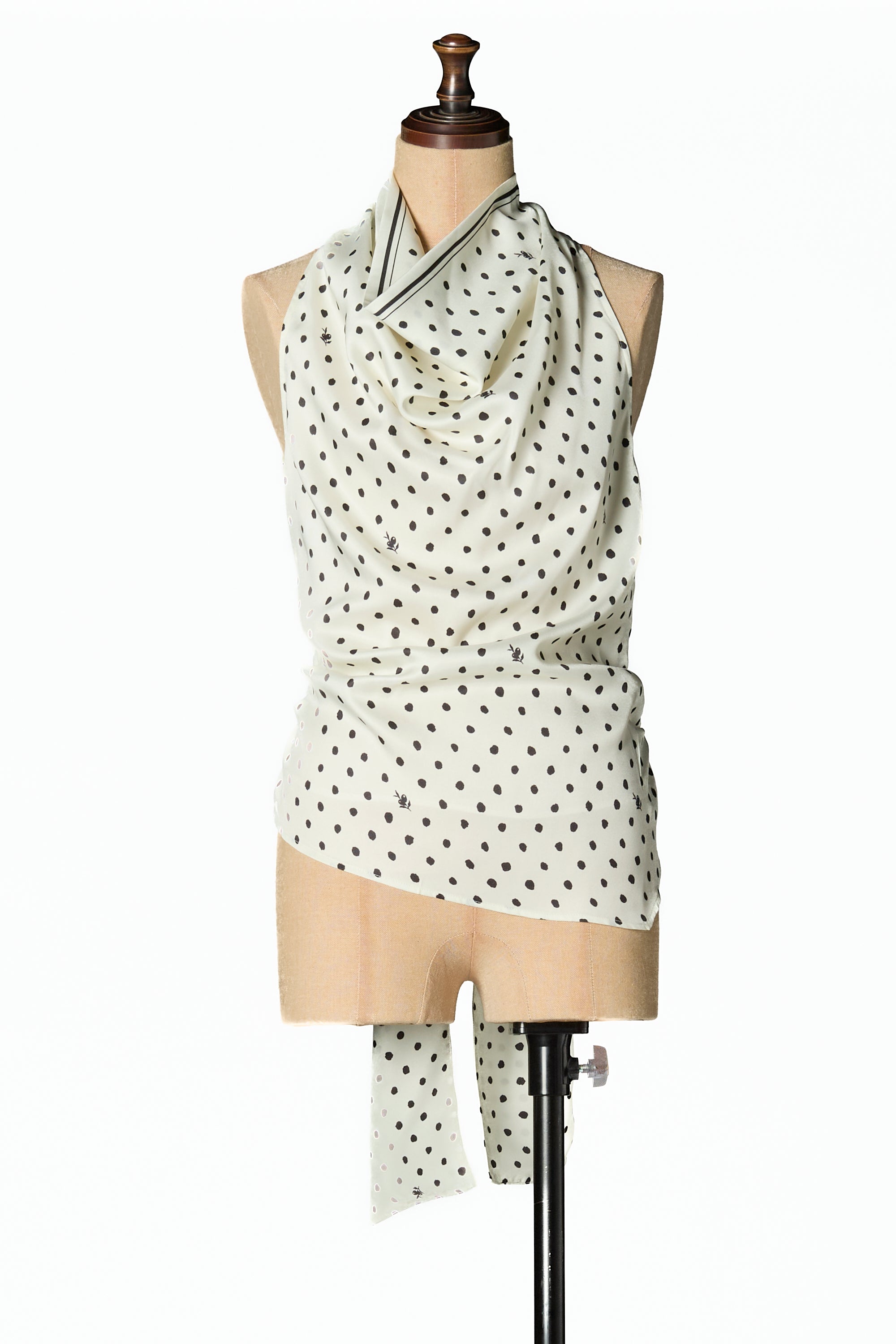 olive dots scarf blouse