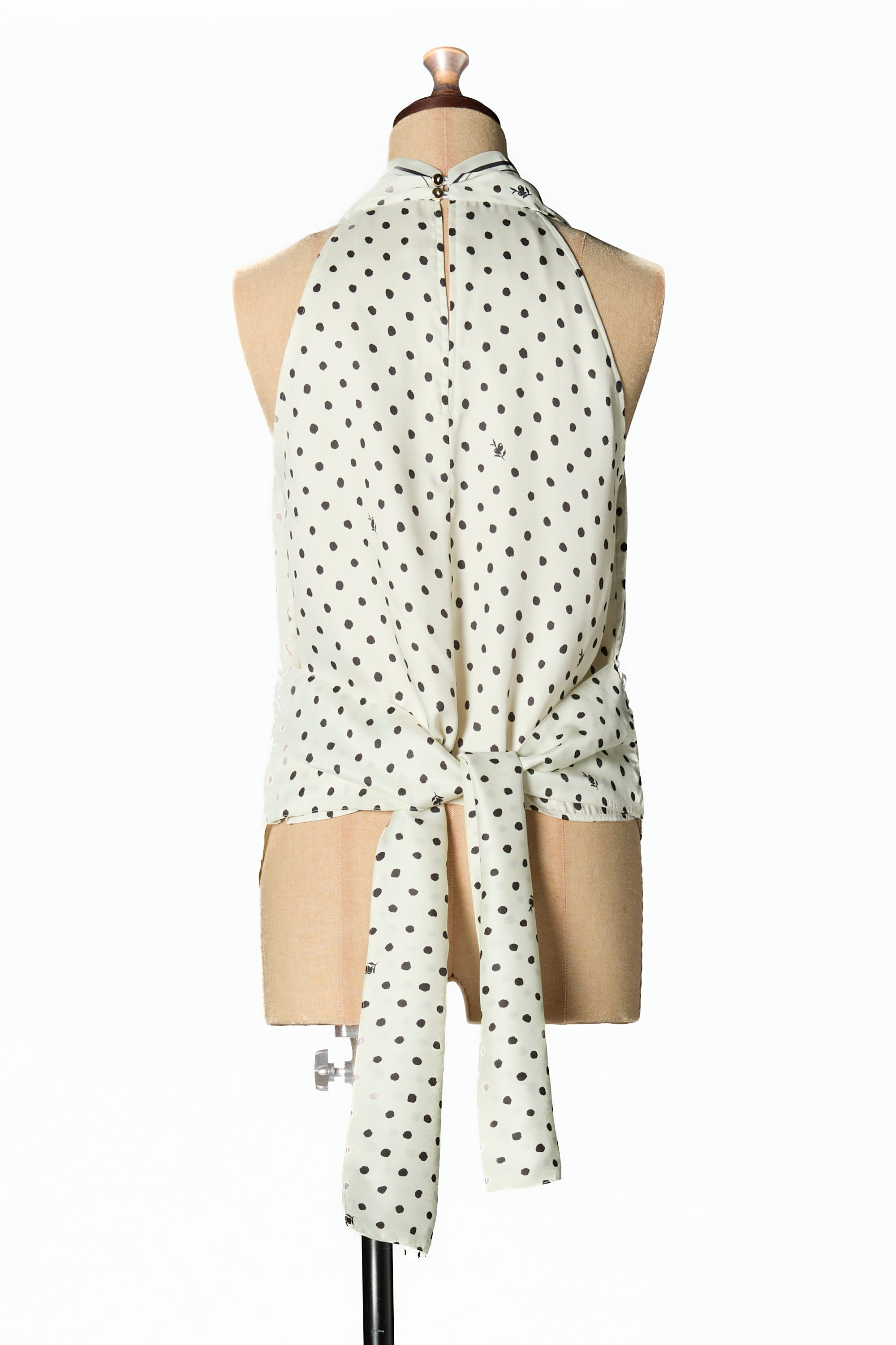 olive dots scarf blouse