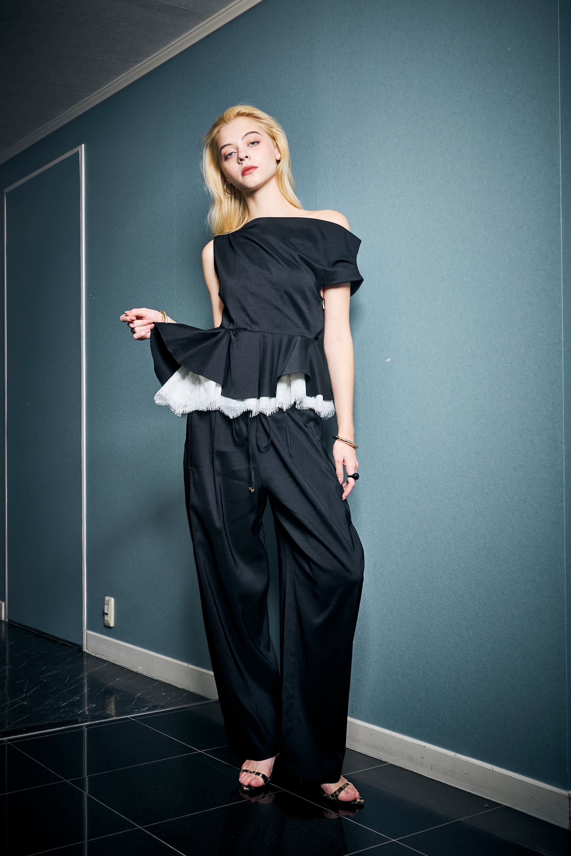 Linen drape peplum