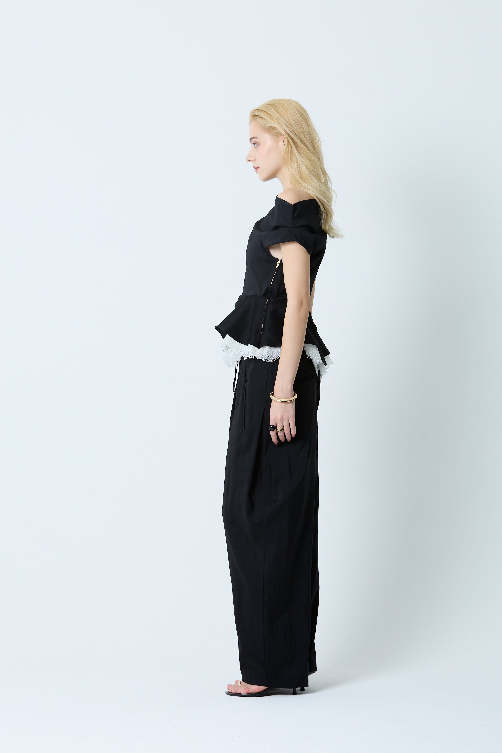 Linen drape peplum