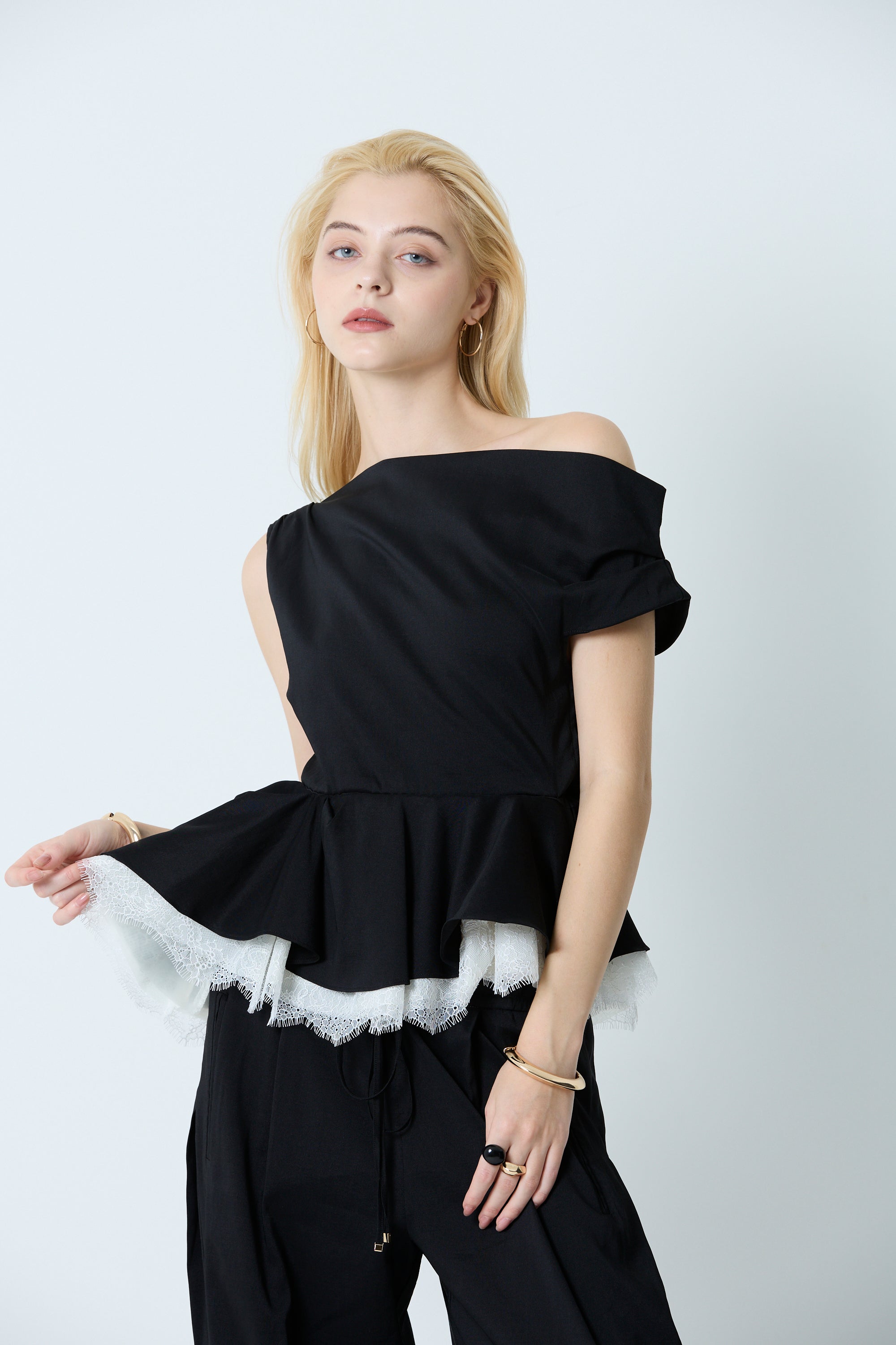 Linen drape peplum