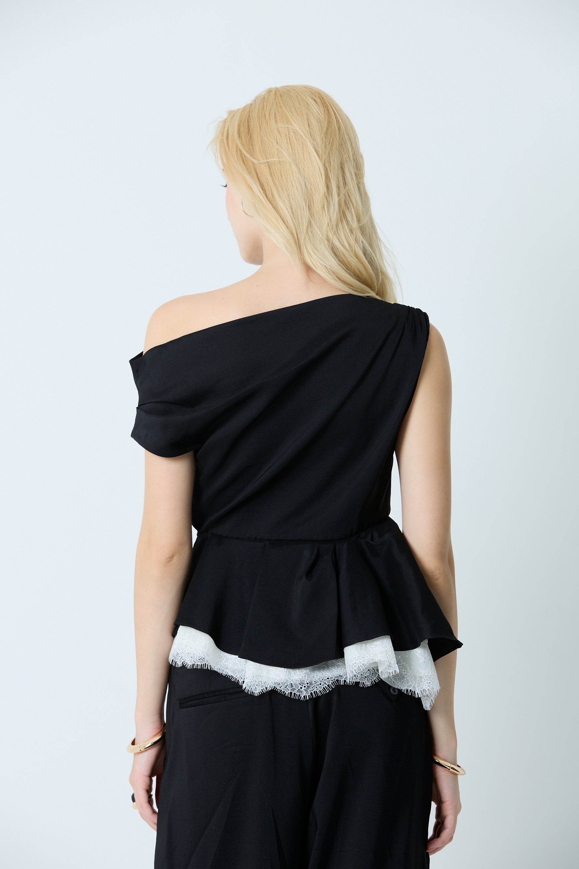 Linen drape peplum