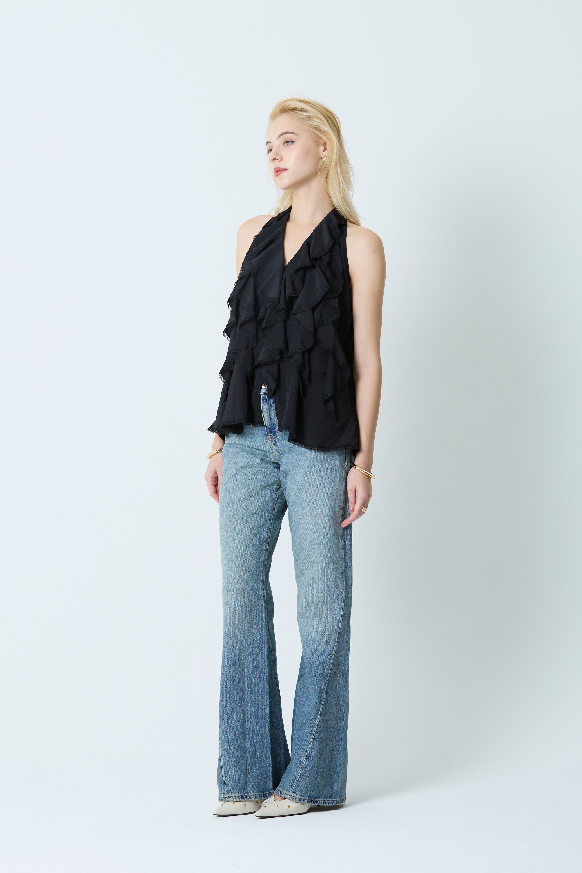 Lace ruffle blouse