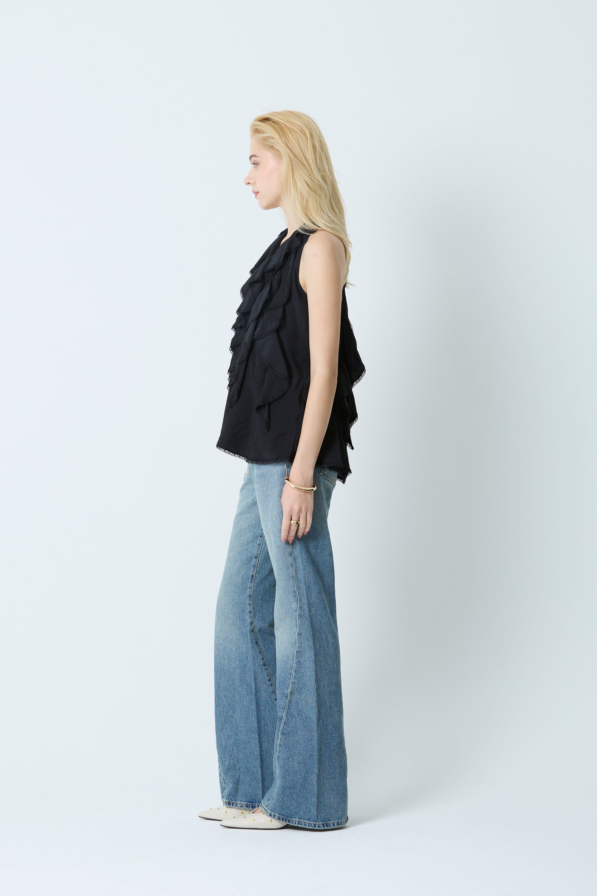 Lace ruffle blouse