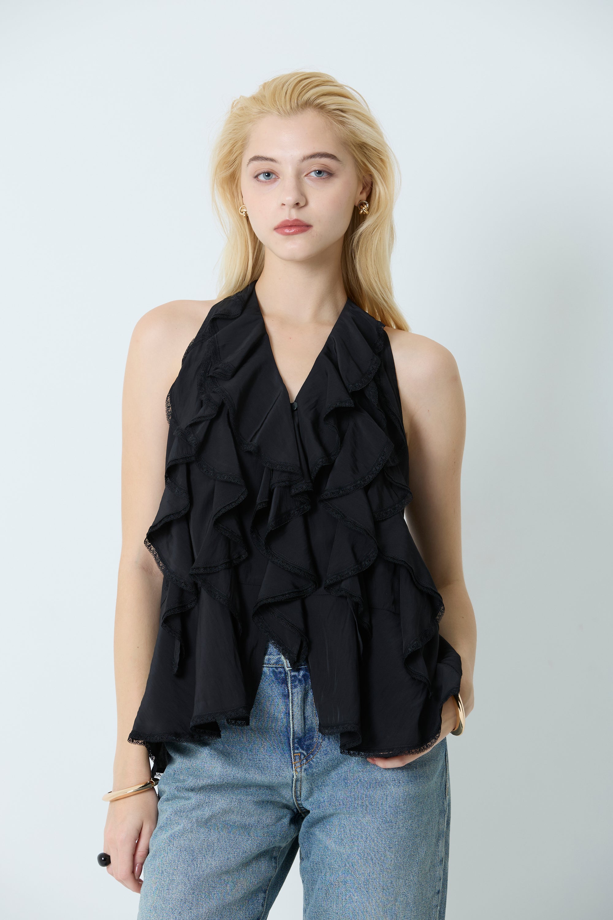 Lace ruffle blouse