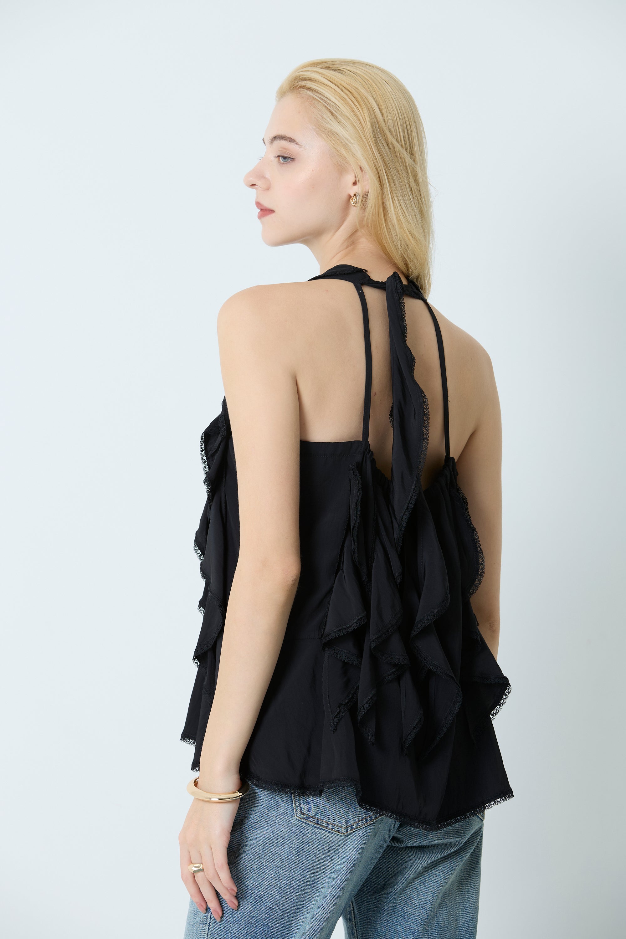 Lace ruffle blouse