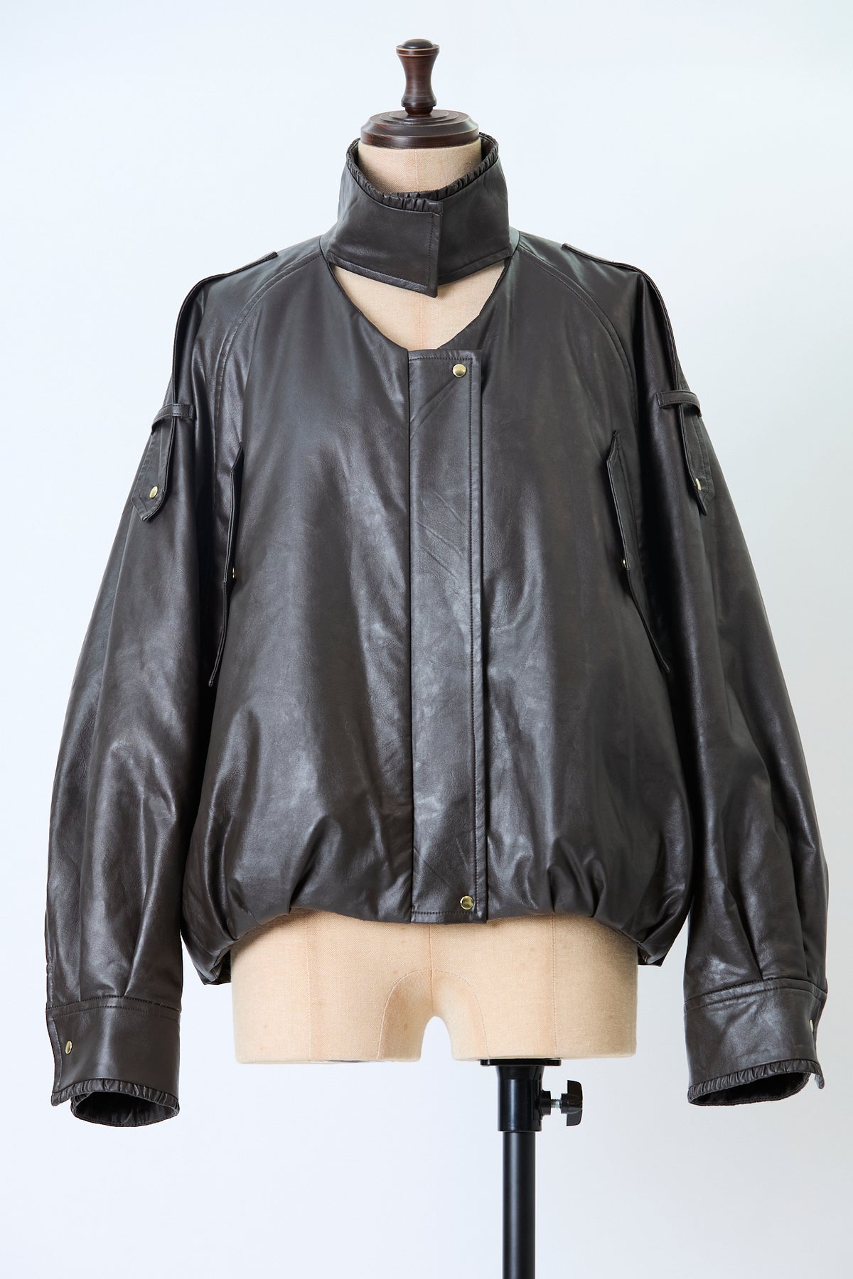 Cut-out leather blouson