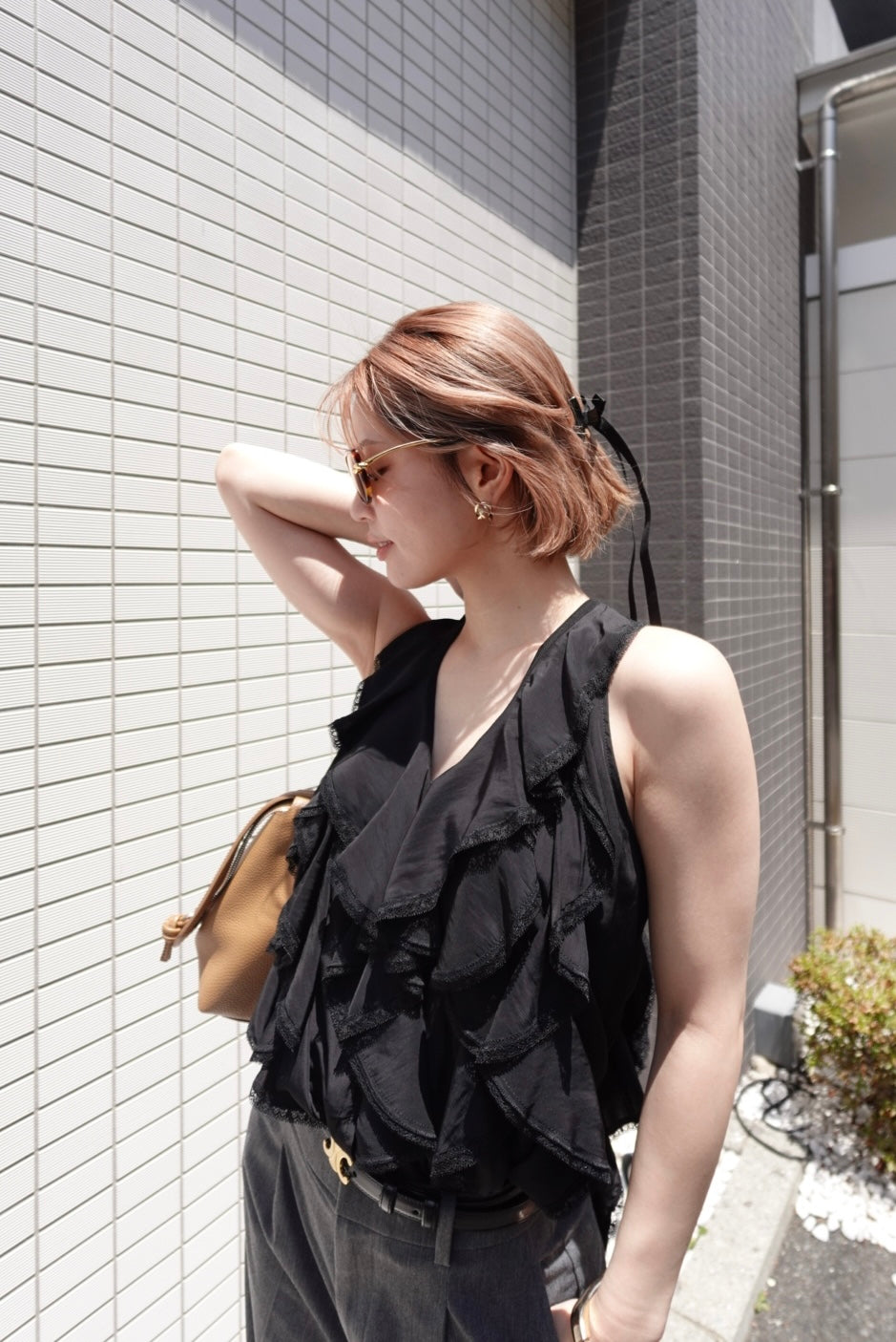 Lace ruffle blouse