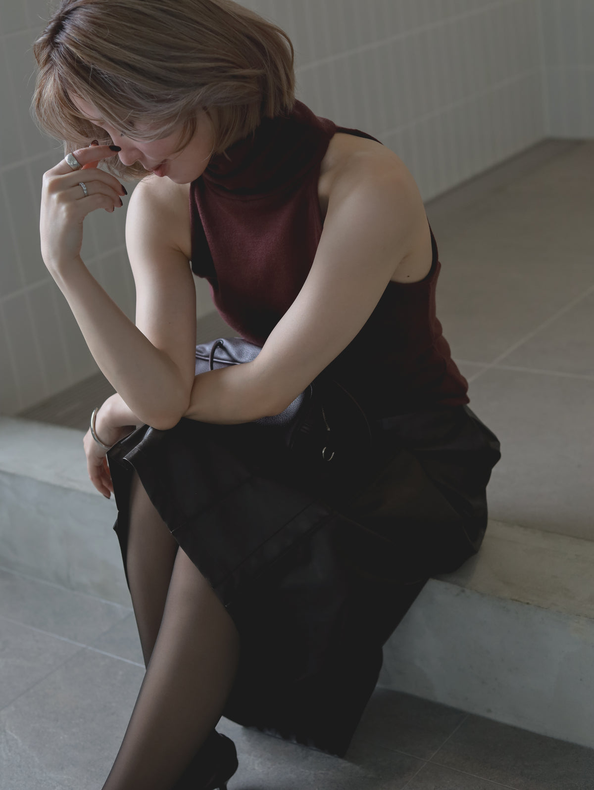 Halter neck wool tops