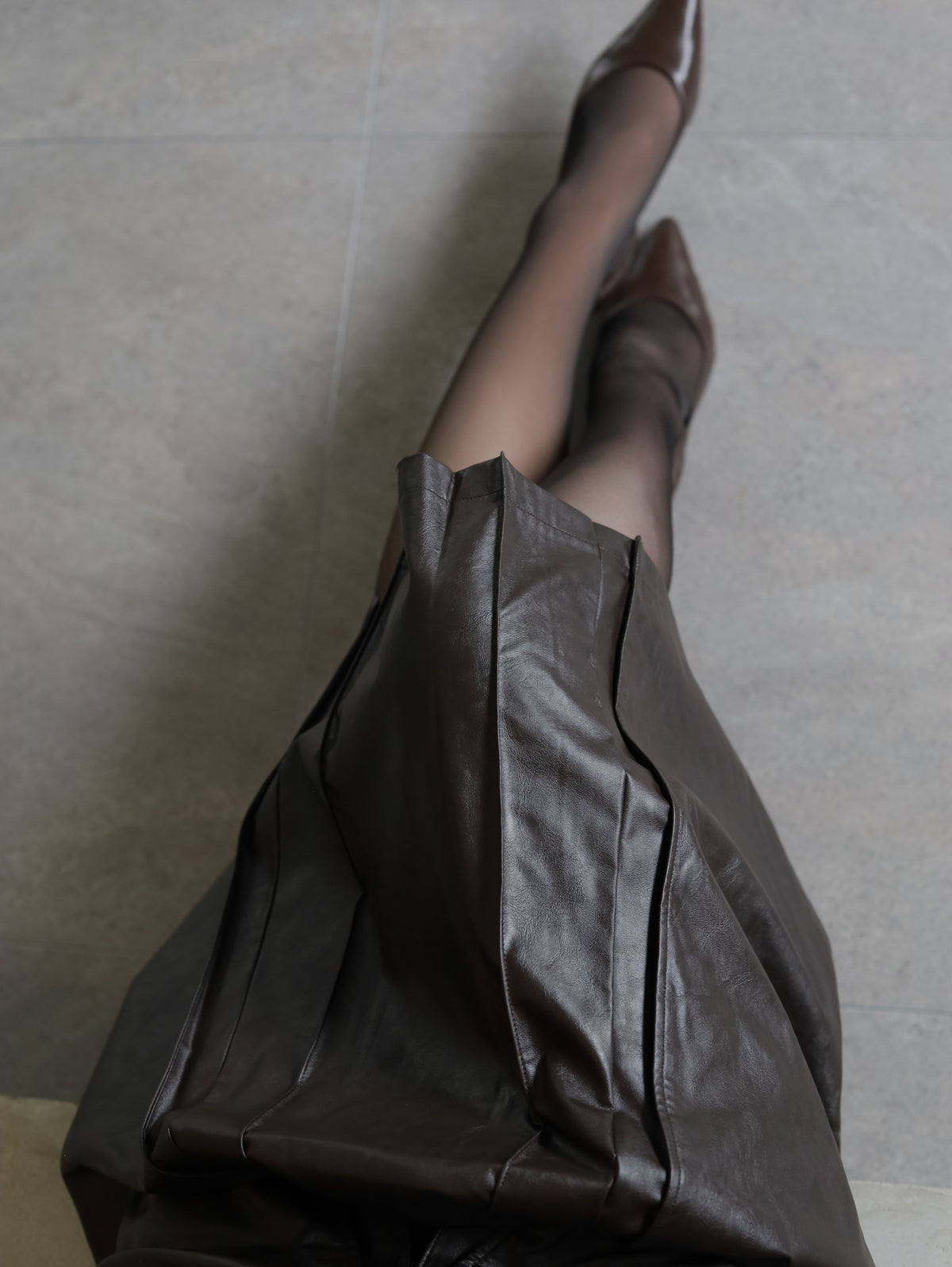 Leather midi skirt