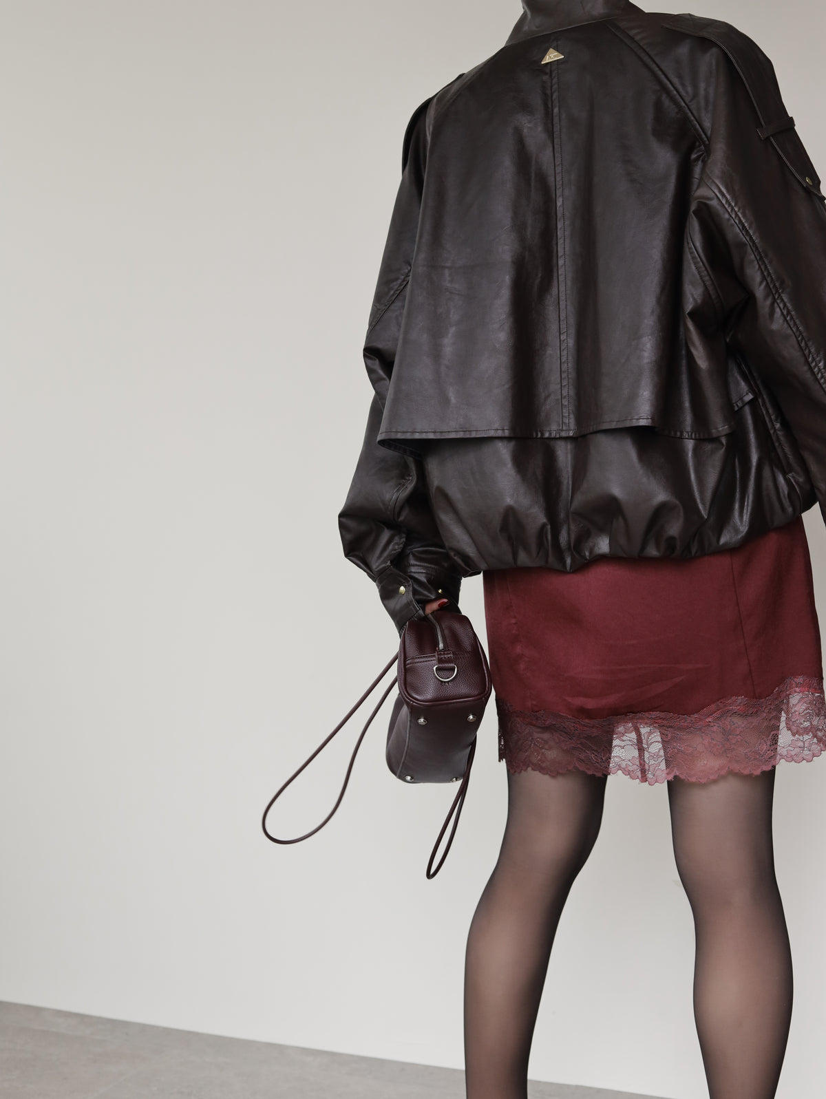 Cut-out leather blouson