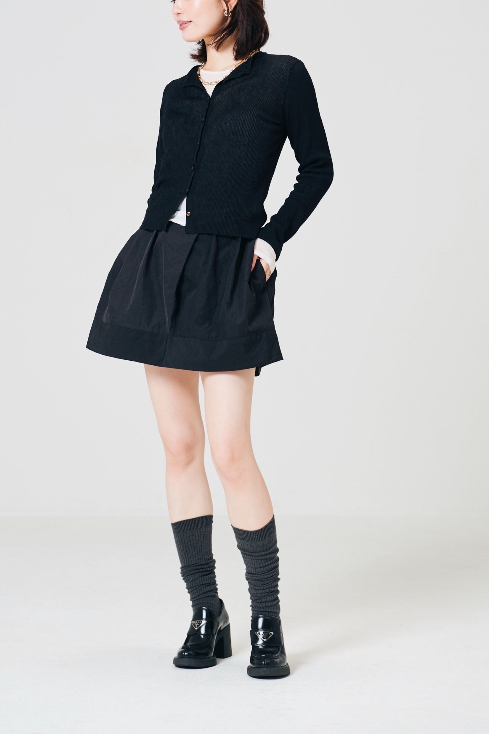 Tuck taffeta miniskirt