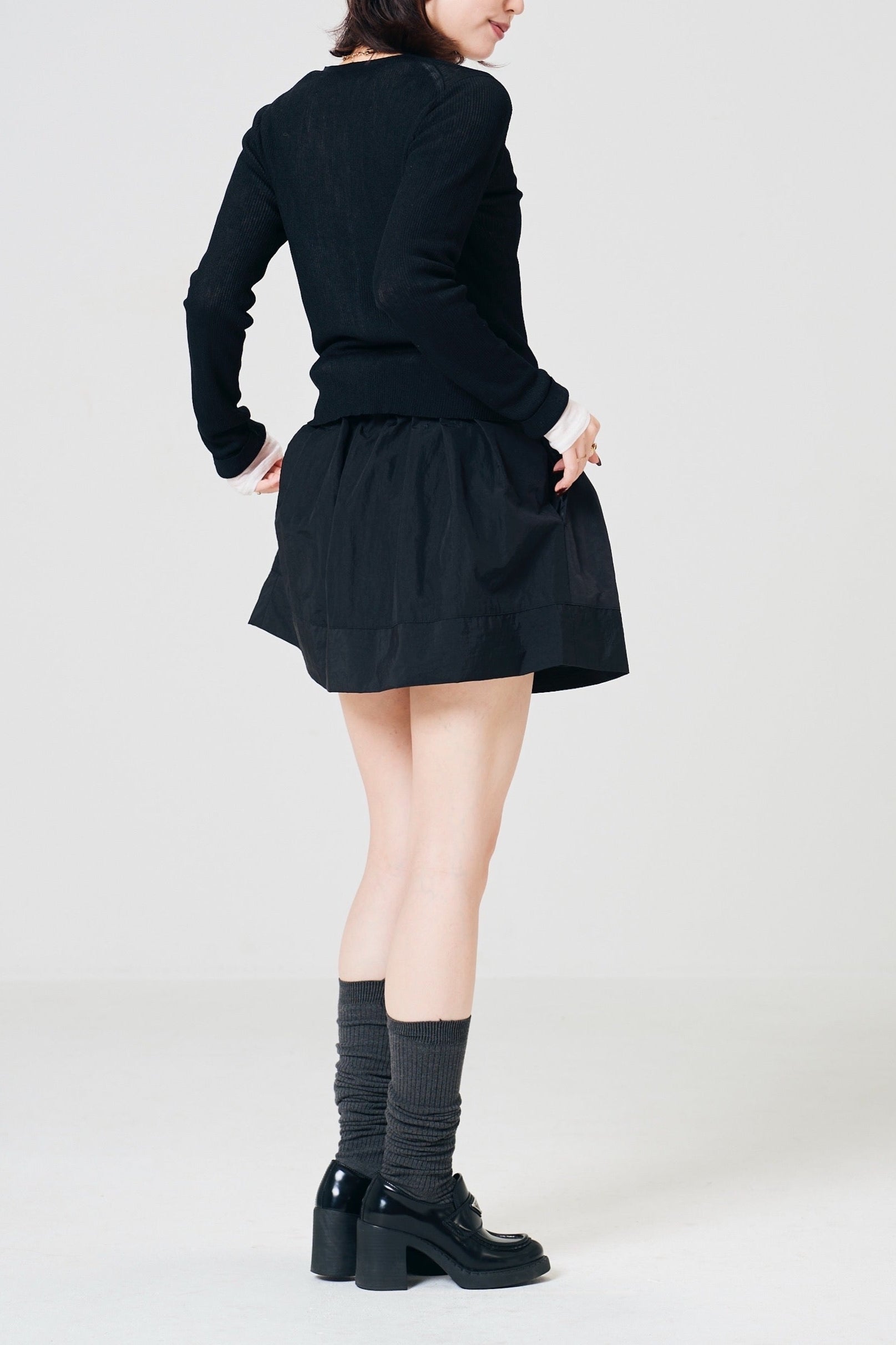 Tuck taffeta miniskirt