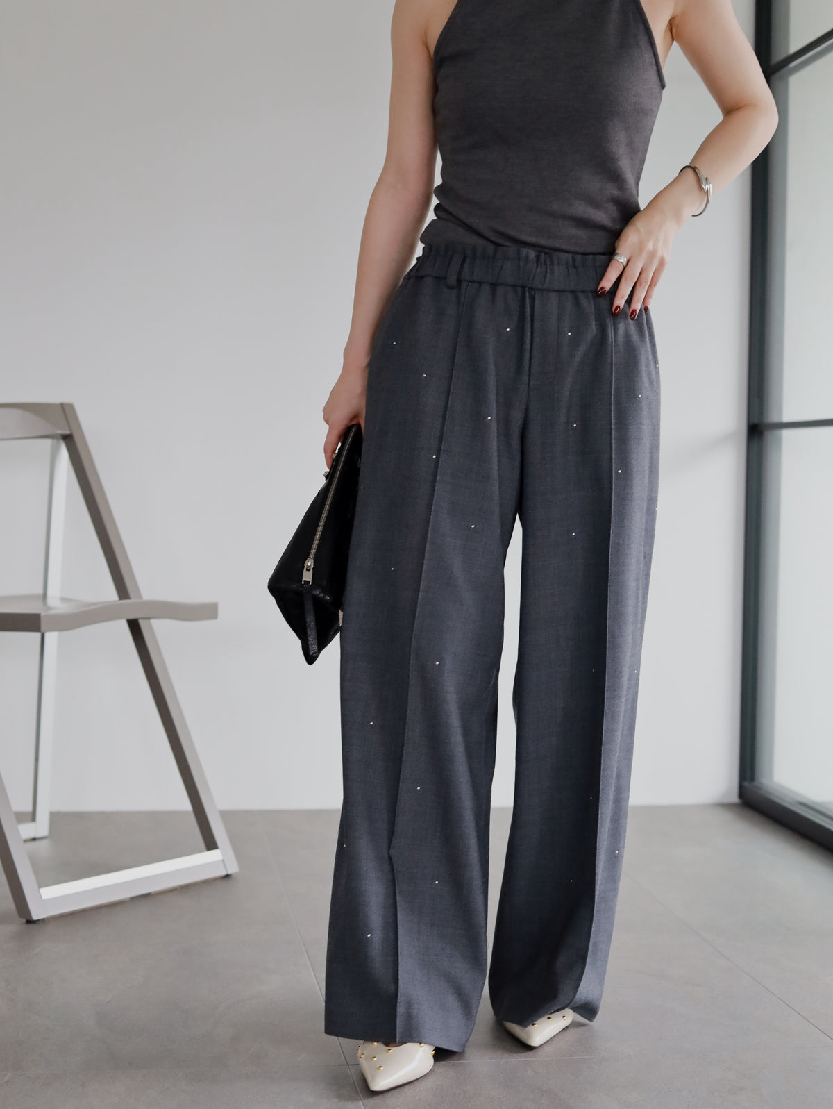 Studs wool pants