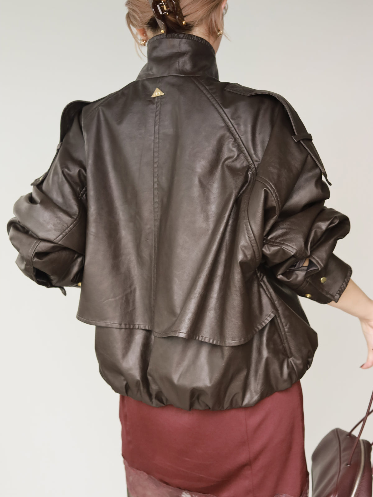 Cut-out leather blouson