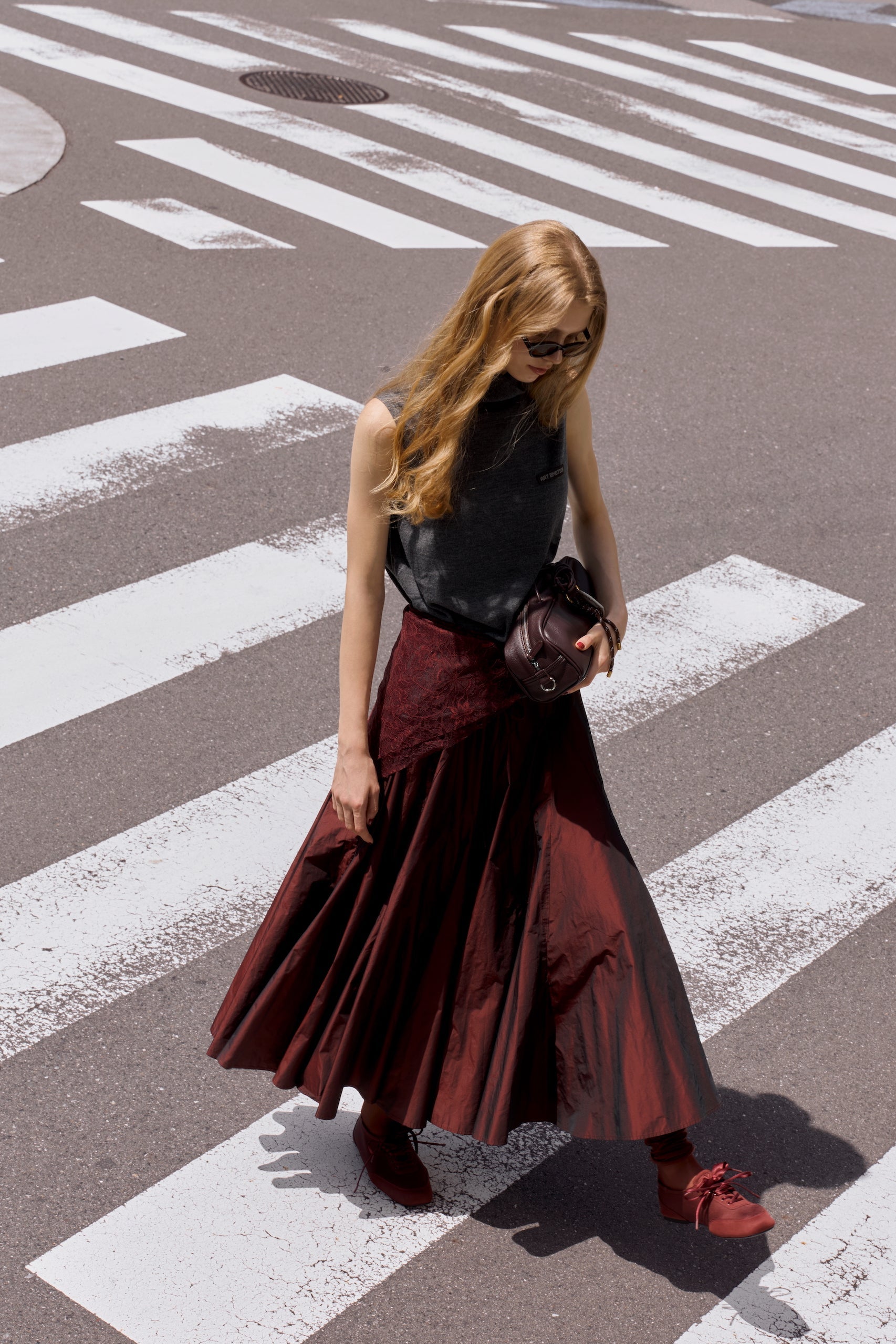 Volume taffeta skirt