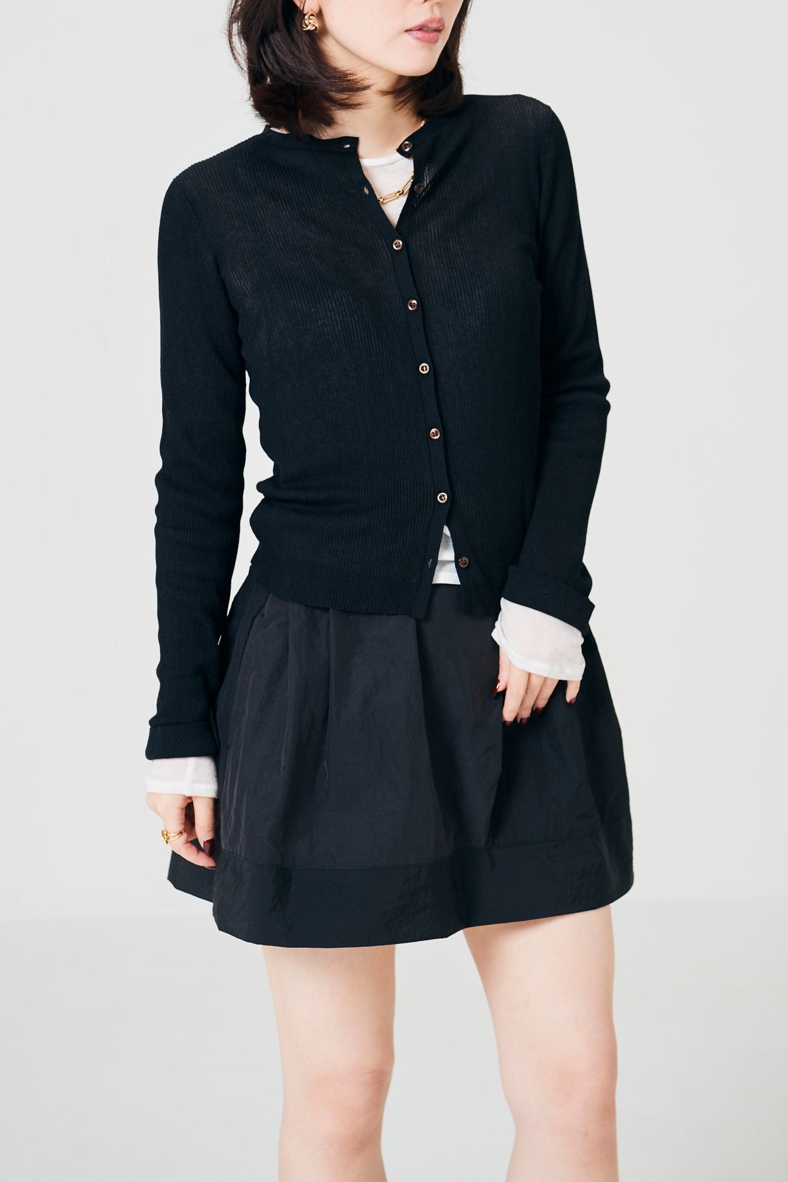 Tuck taffeta miniskirt