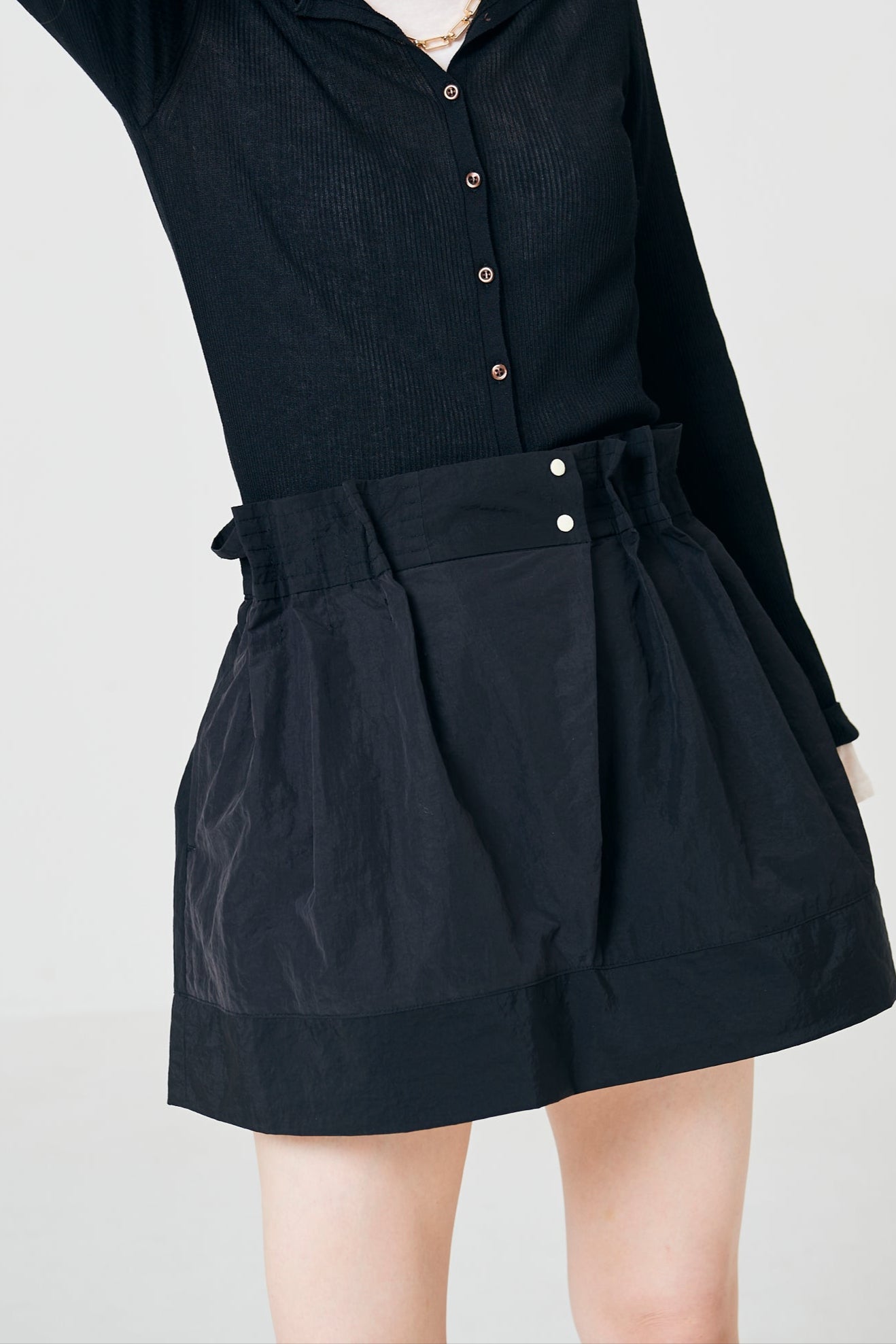 Tuck taffeta miniskirt