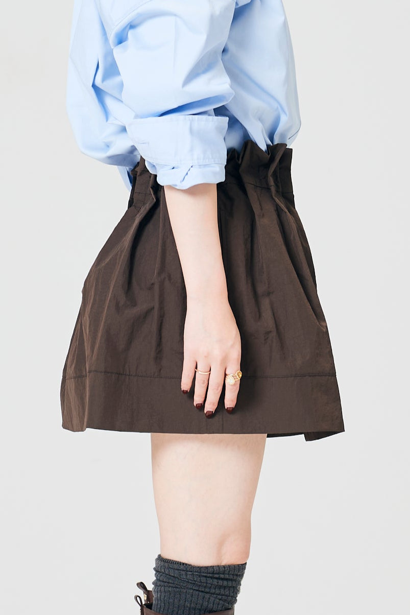 Tuck taffeta miniskirt