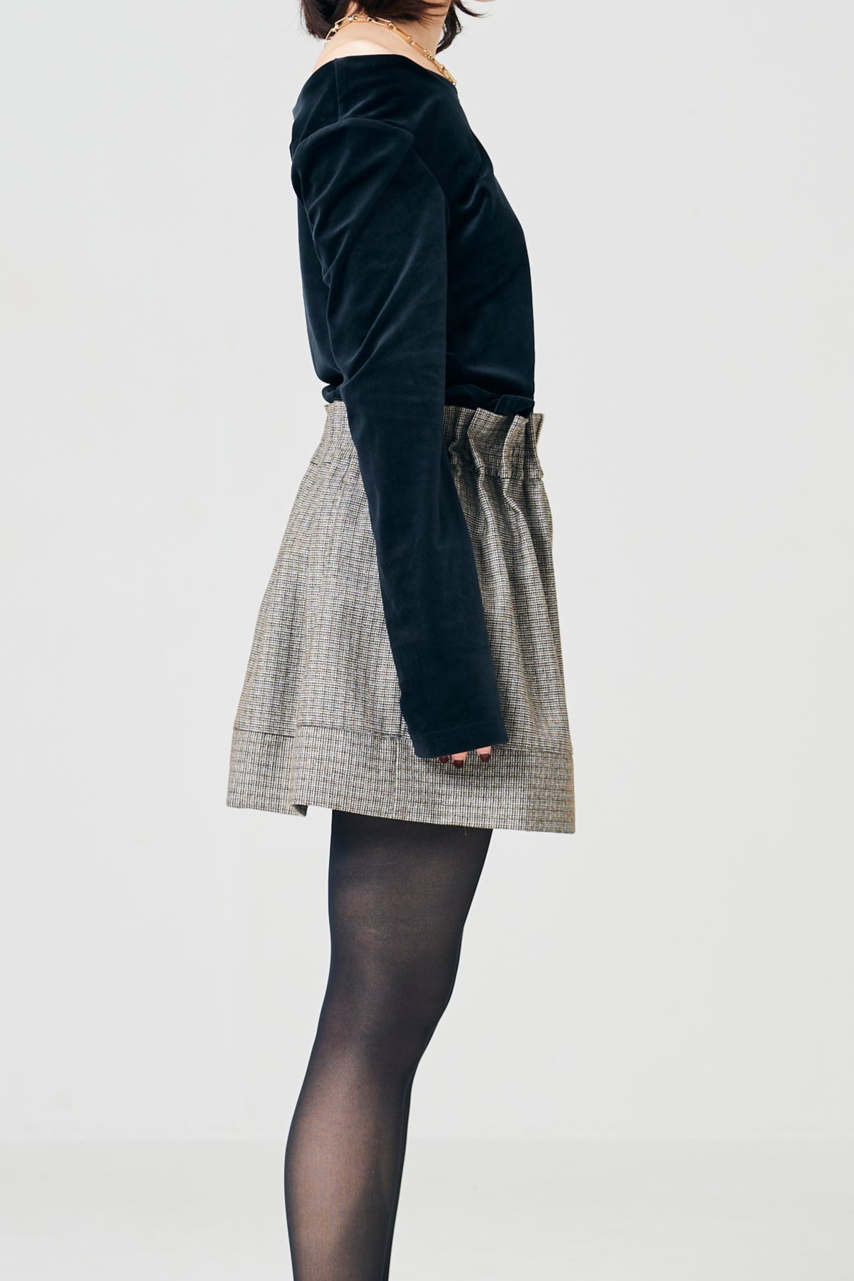 Tuck check miniskirt