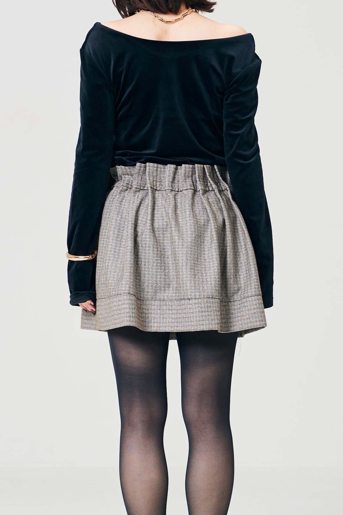 Tuck check miniskirt