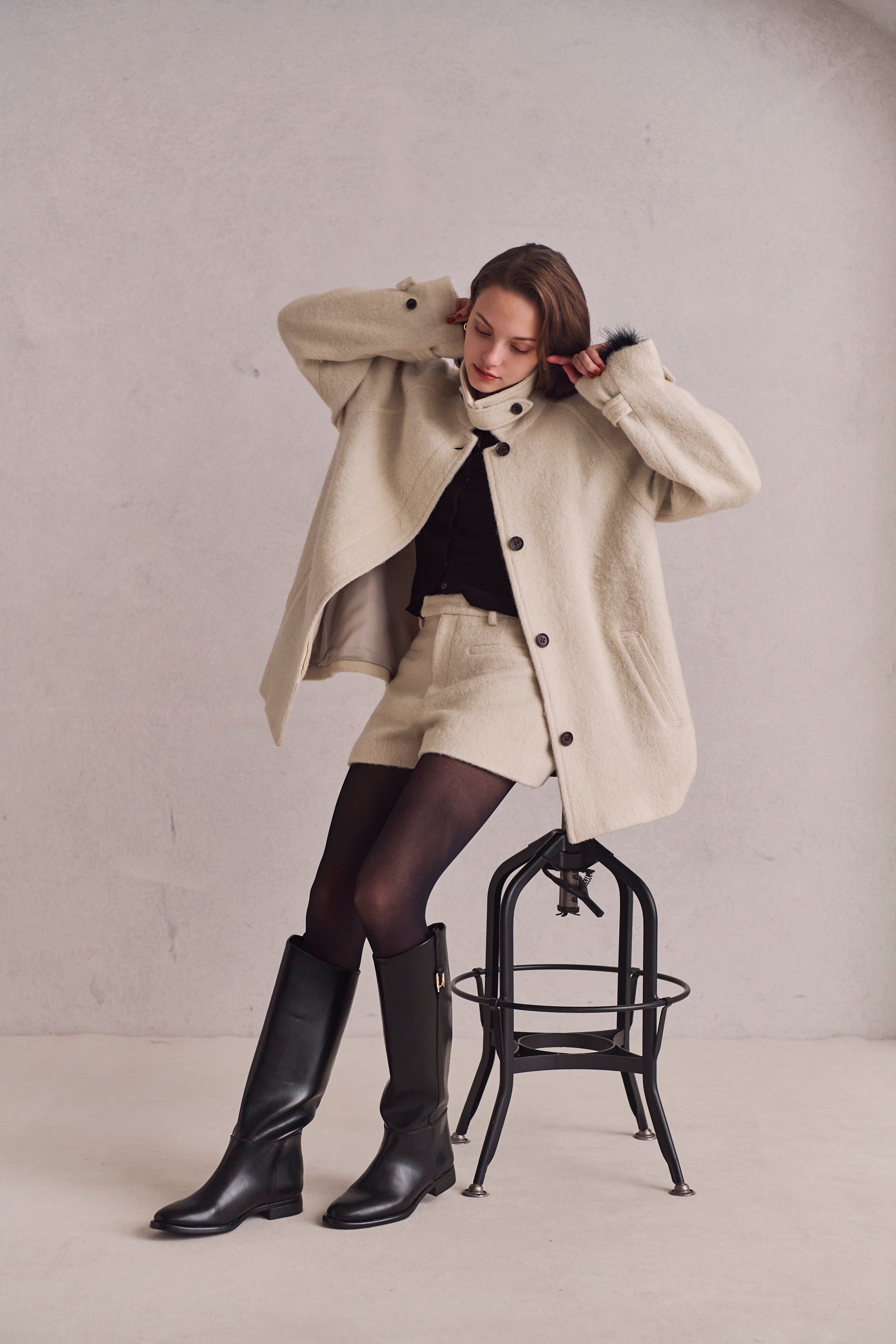 Loop cut shaggy shortpants