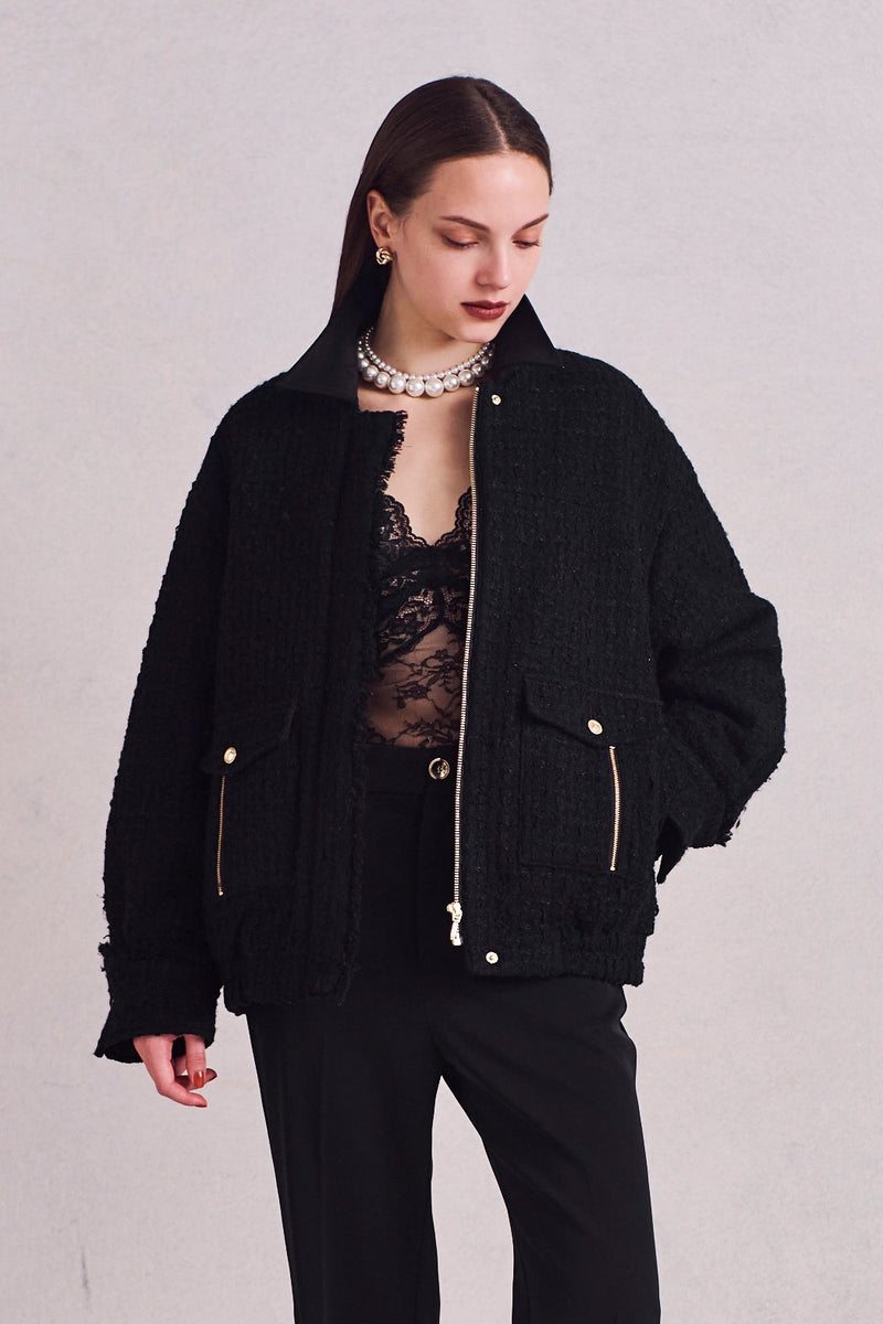Tweed bomber jacket