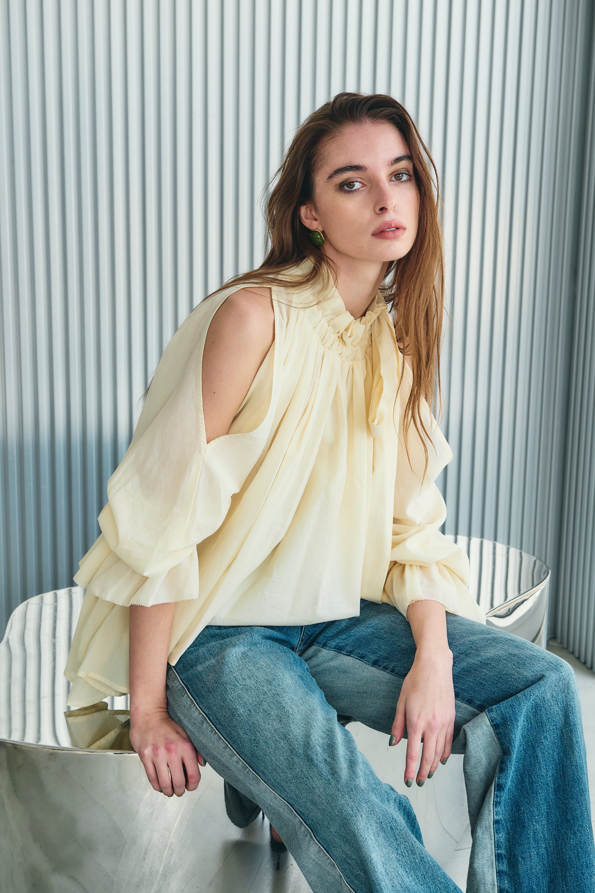 Open shoulder blouse