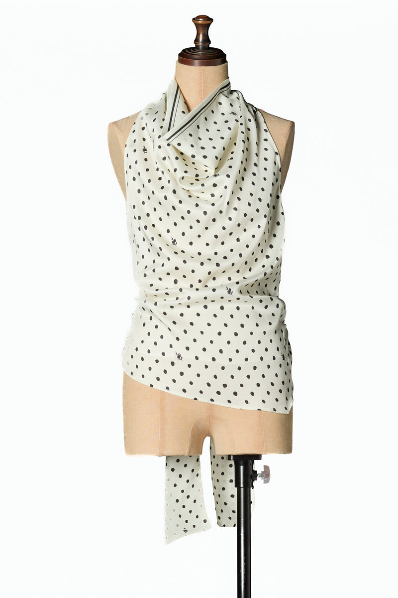 olive dots scarf blouse