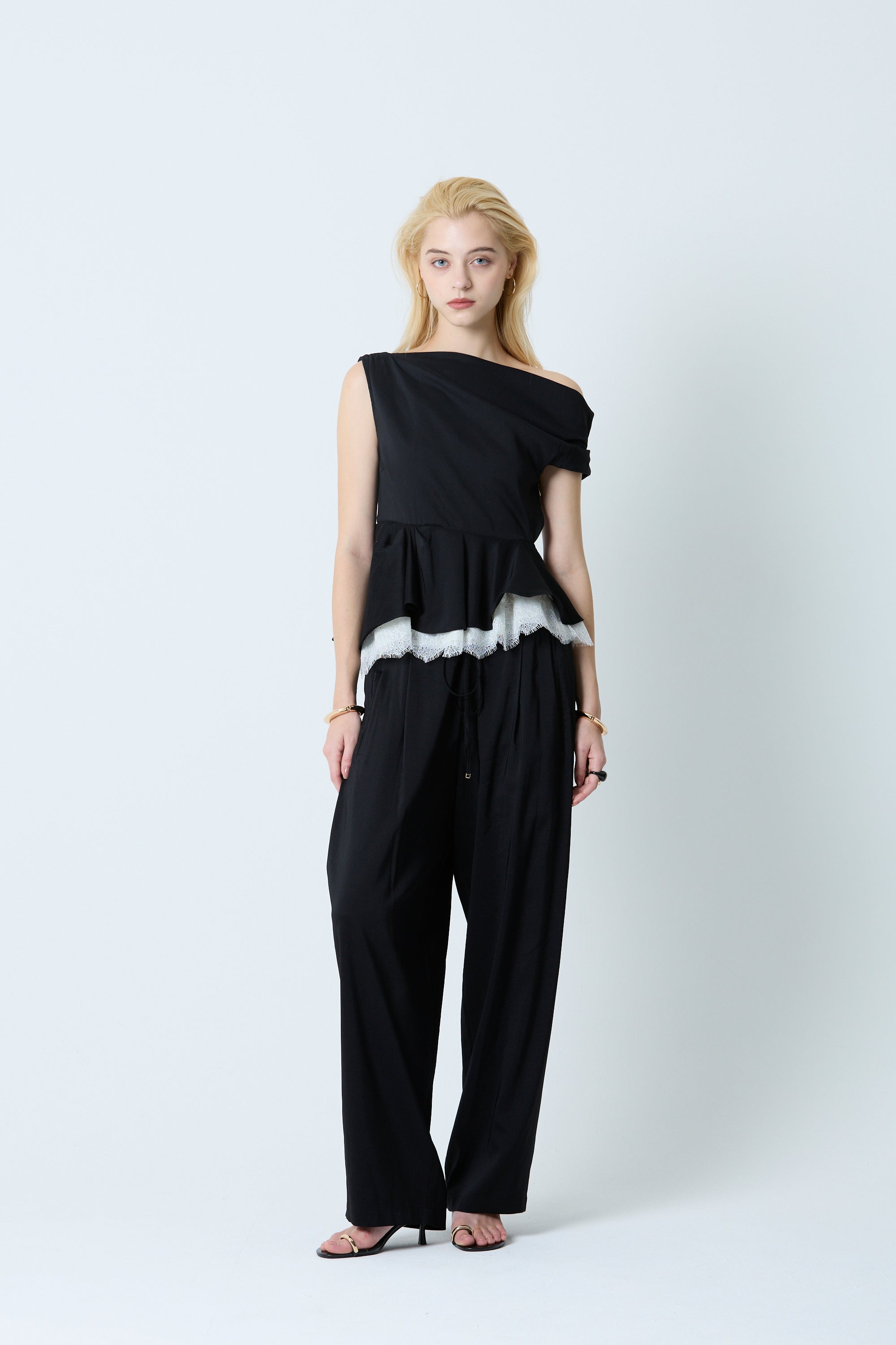 Linen drape peplum