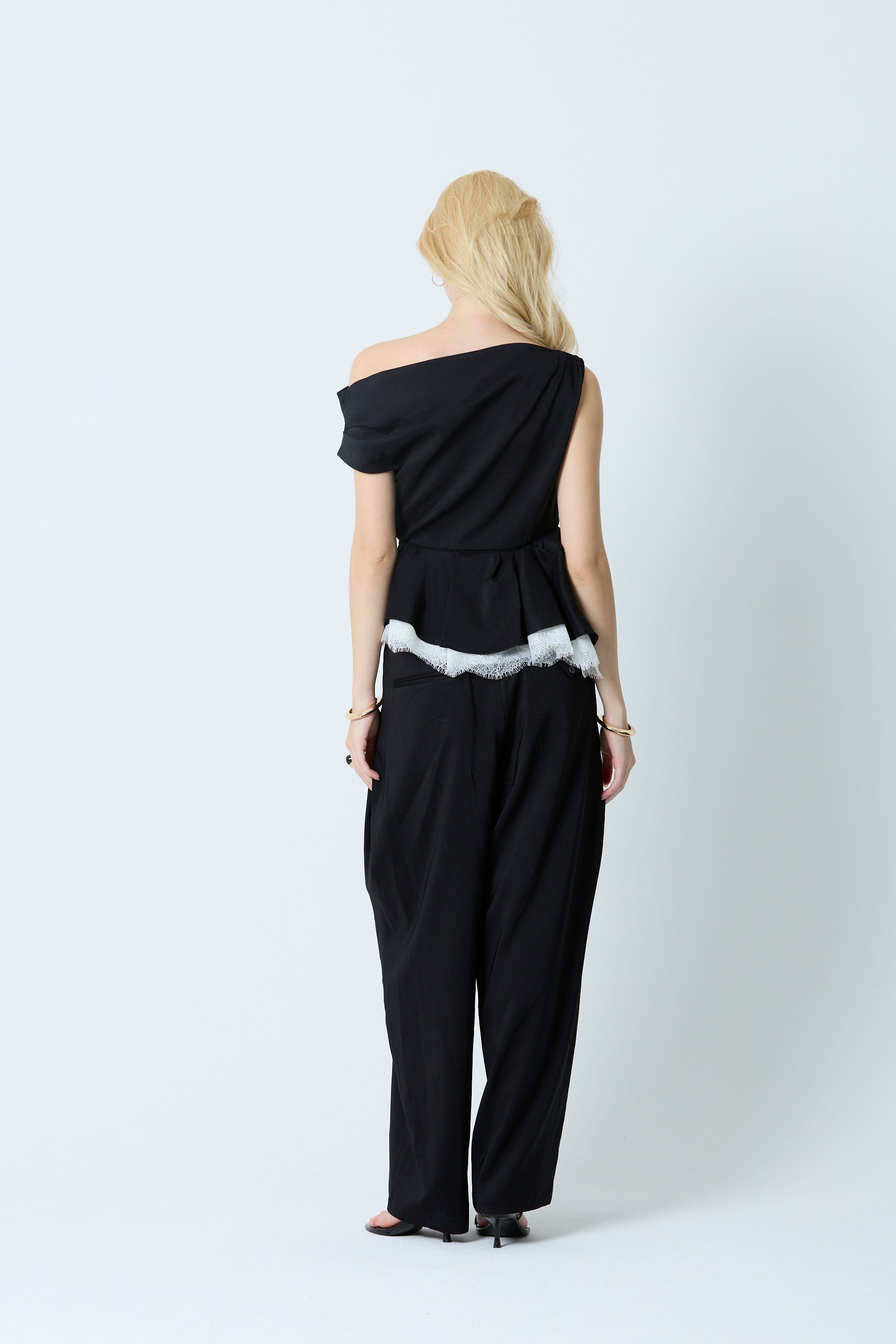Linen drape peplum