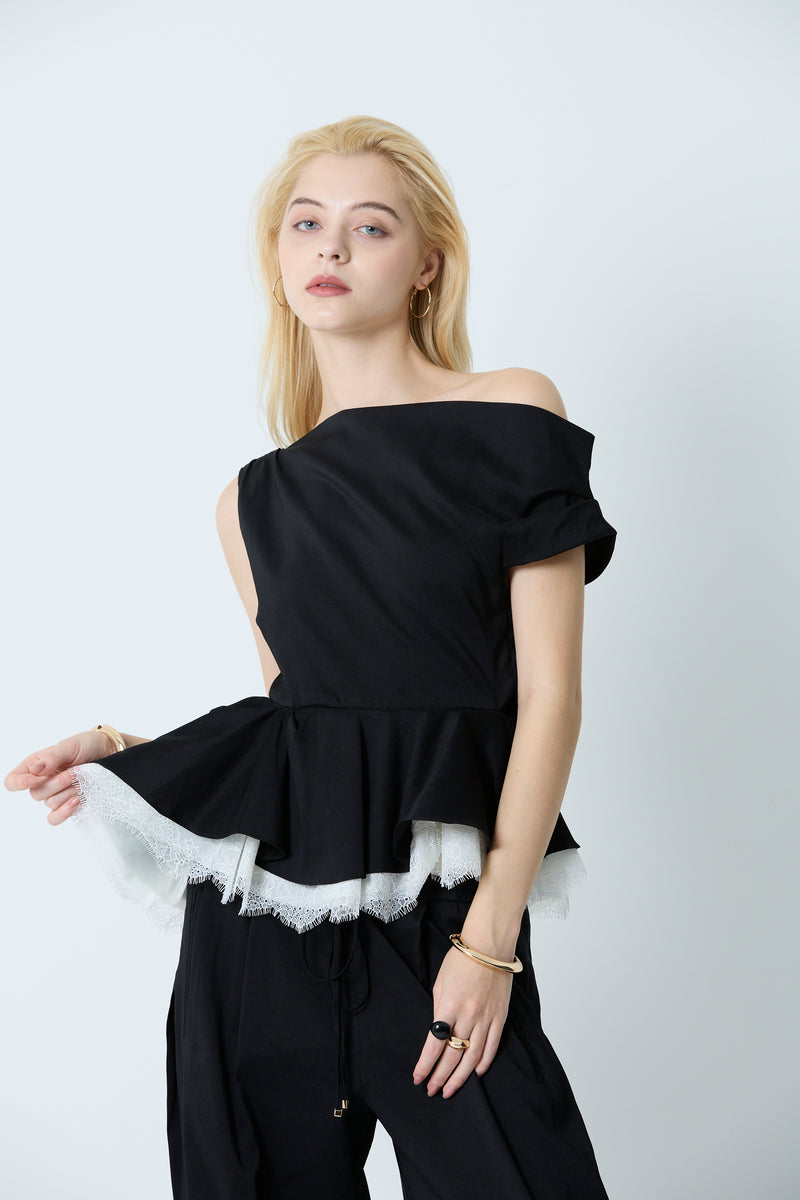 Linen drape peplum