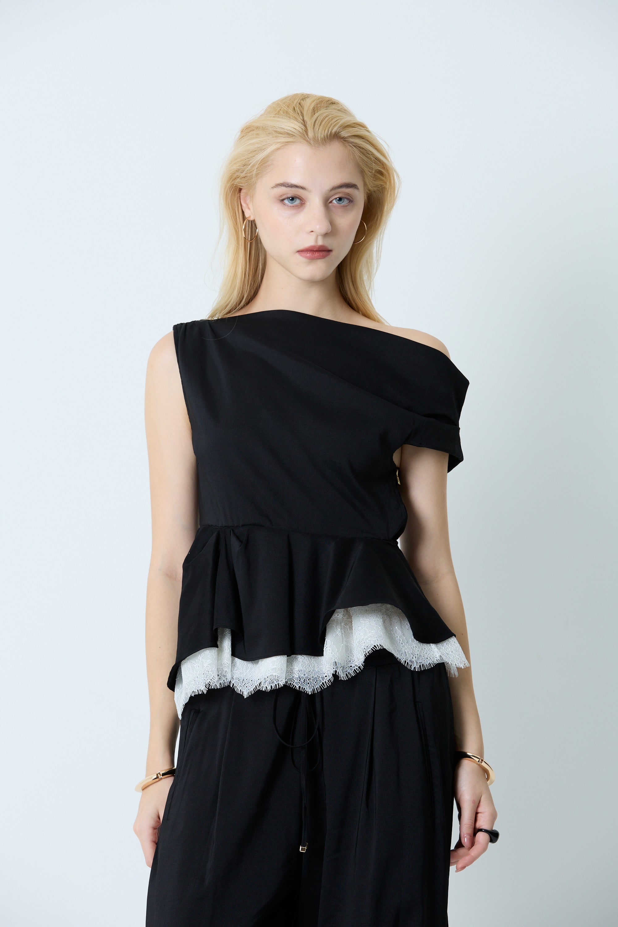 Linen drape peplum