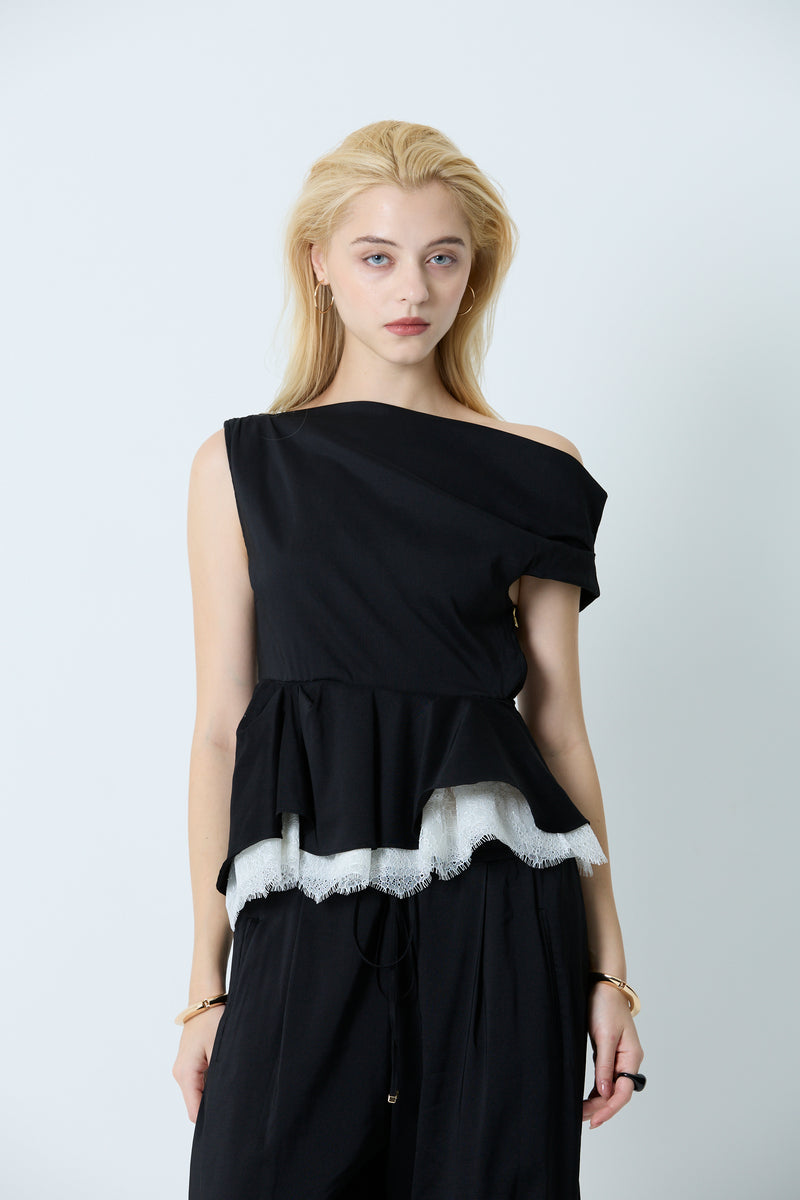 Linen drape peplum