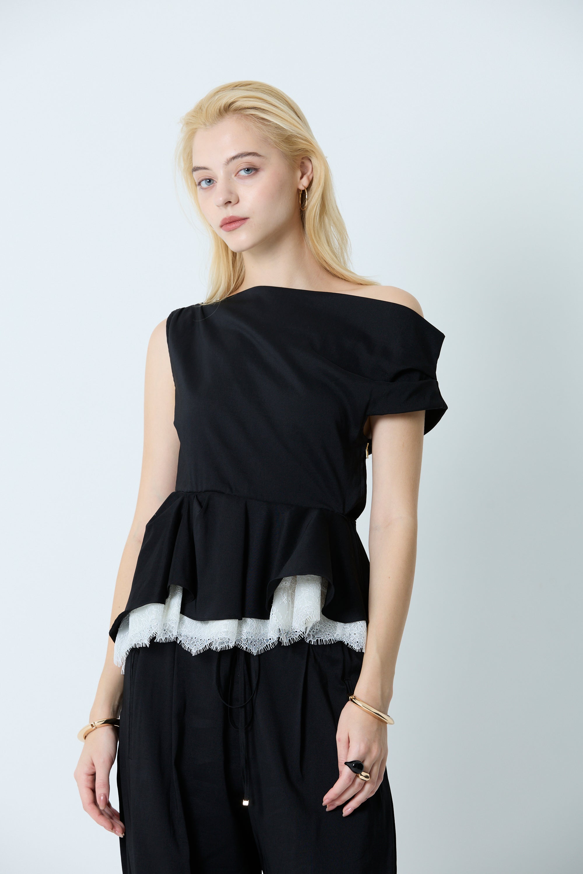 Linen drape peplum