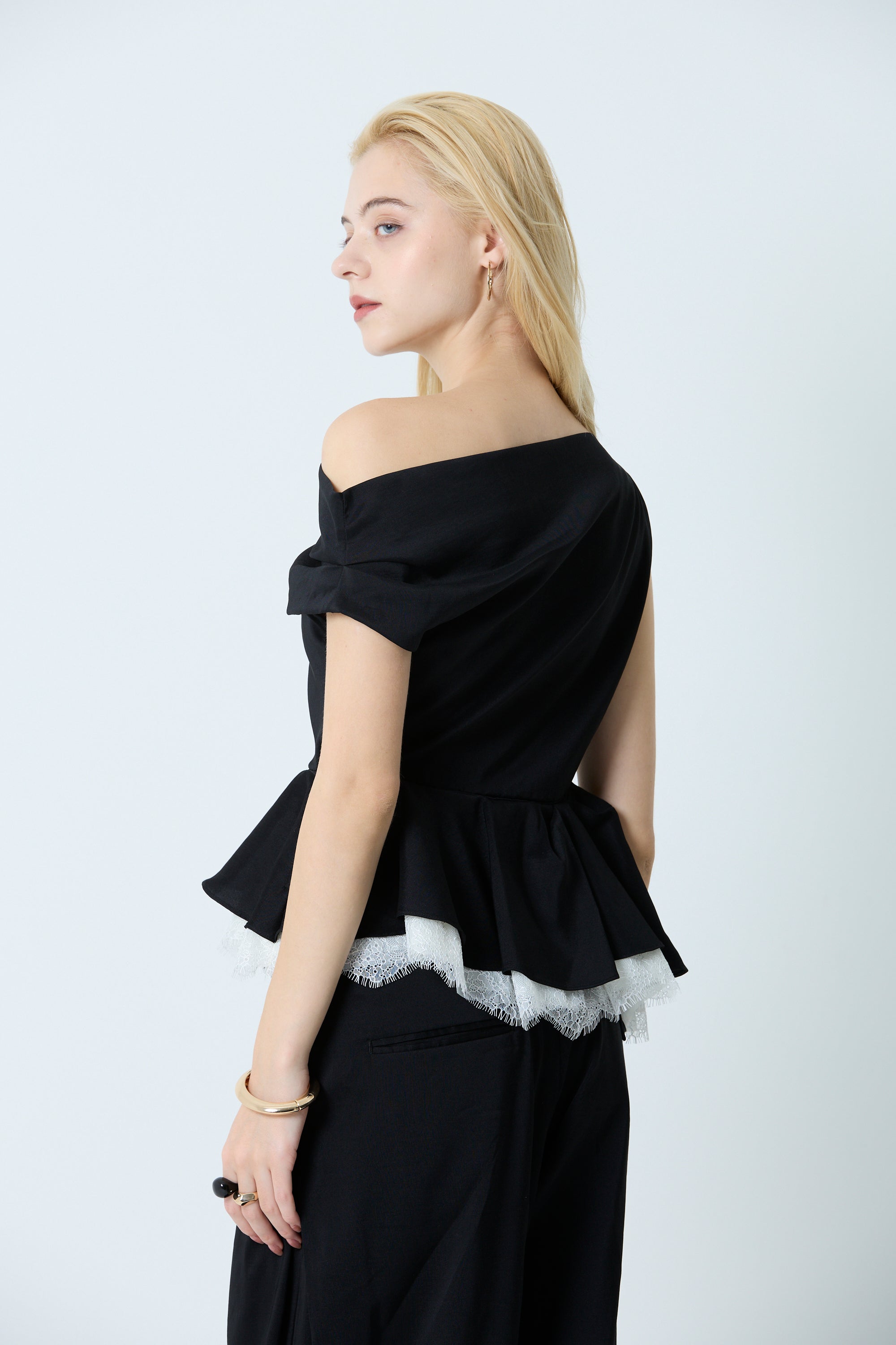 Linen drape peplum