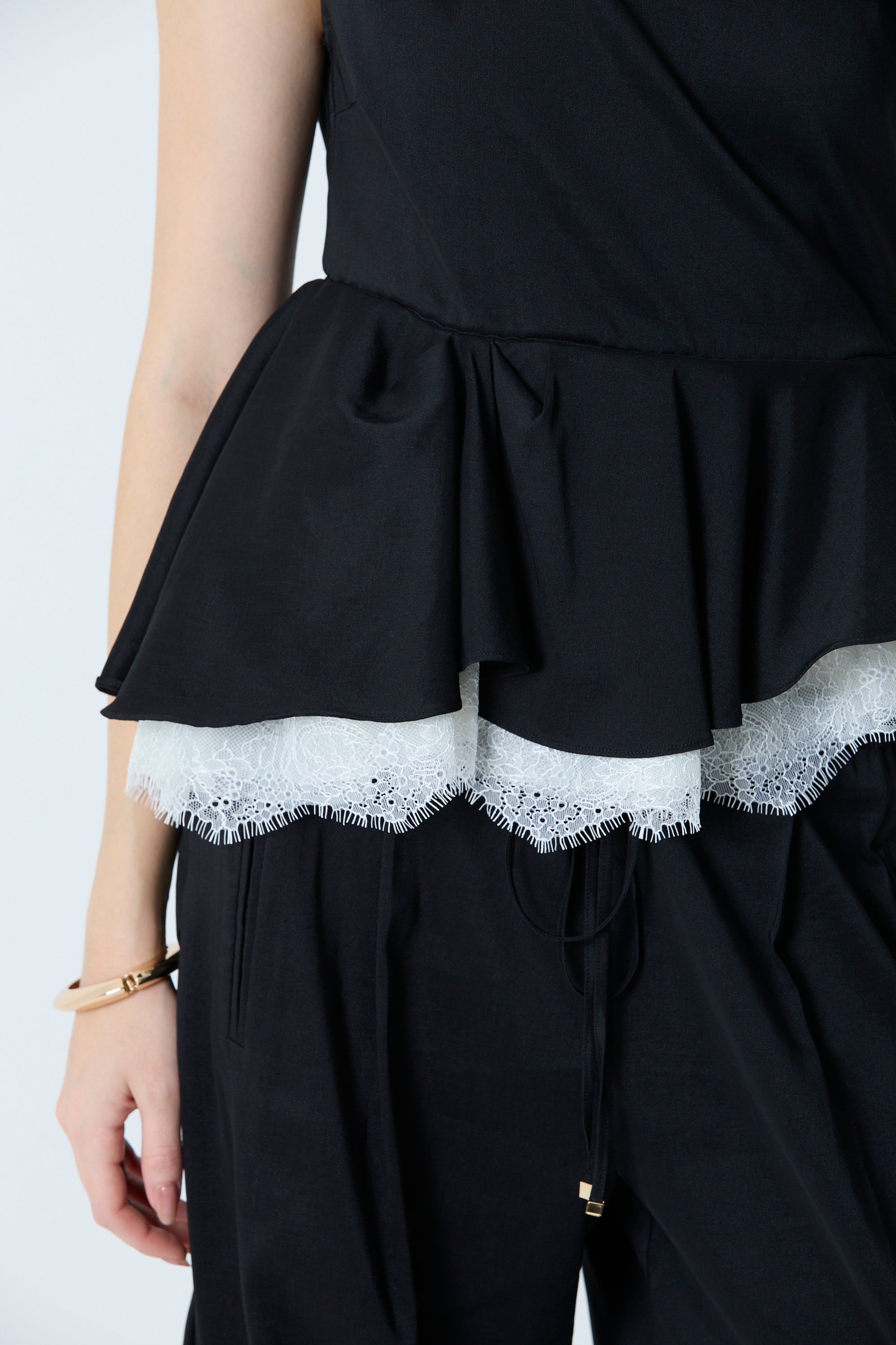 Linen drape peplum