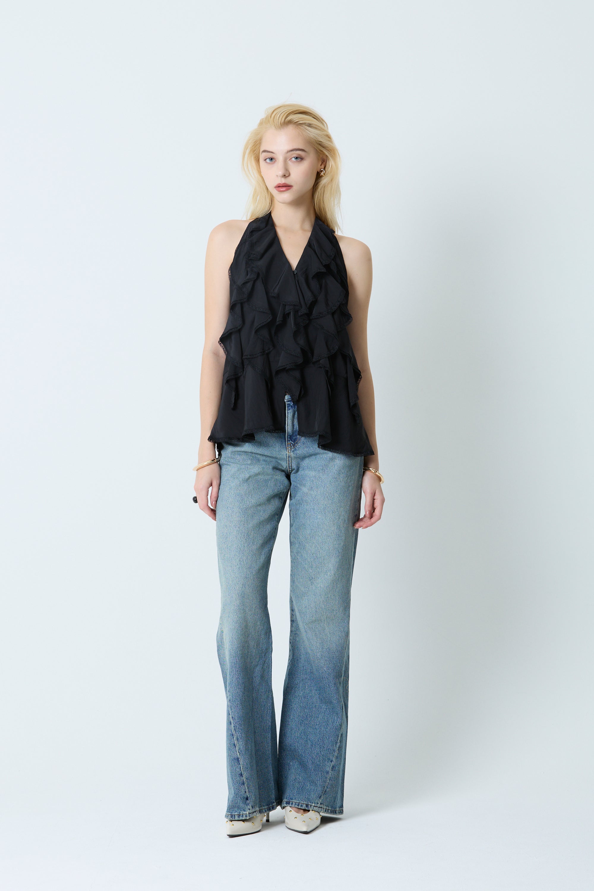 Lace ruffle blouse