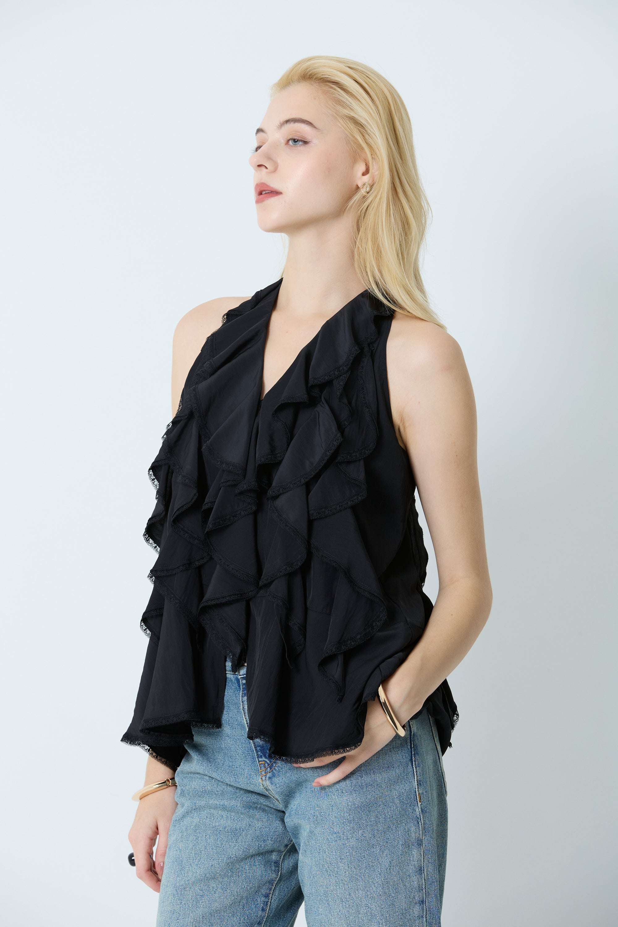 Lace ruffle blouse