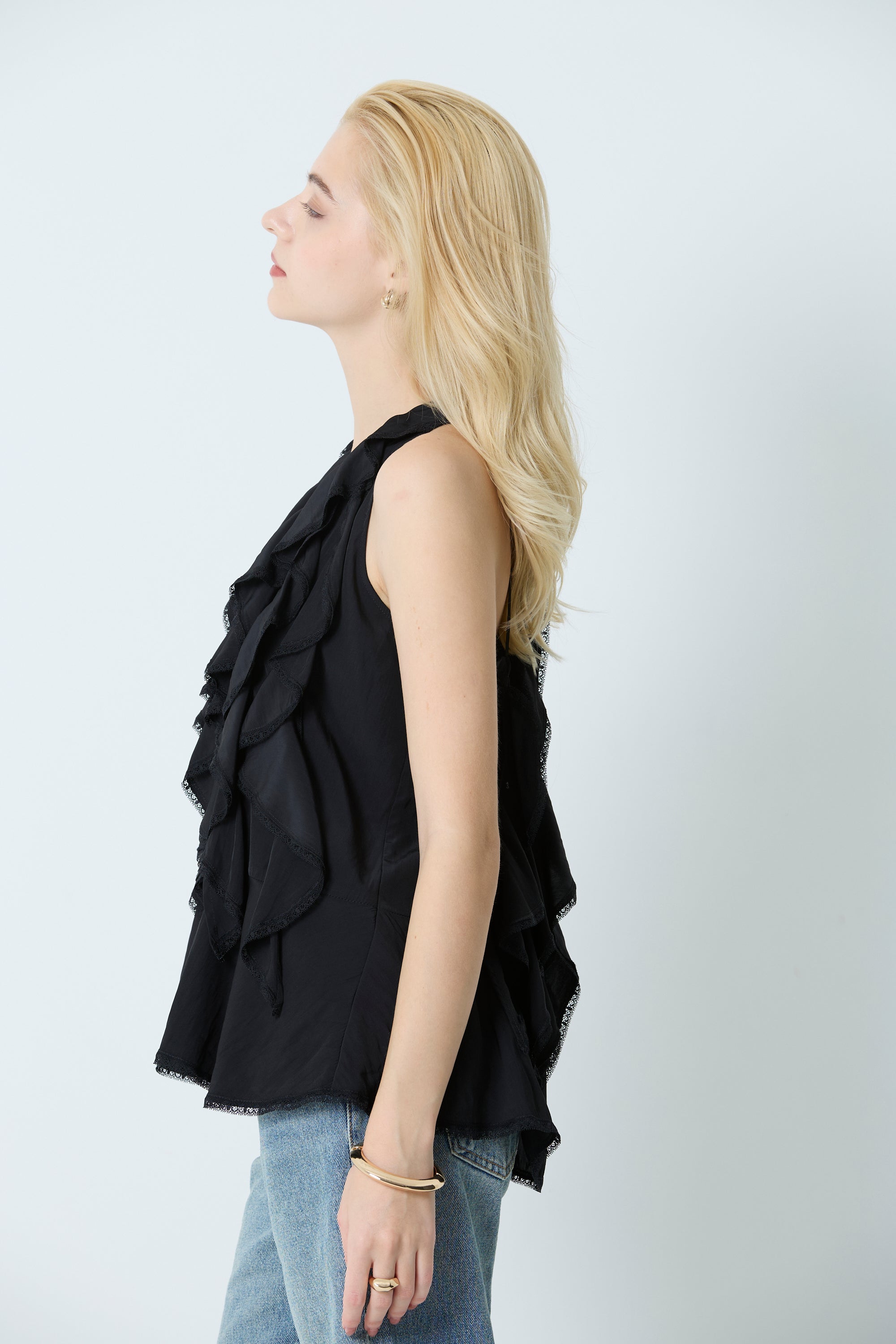 Lace ruffle blouse