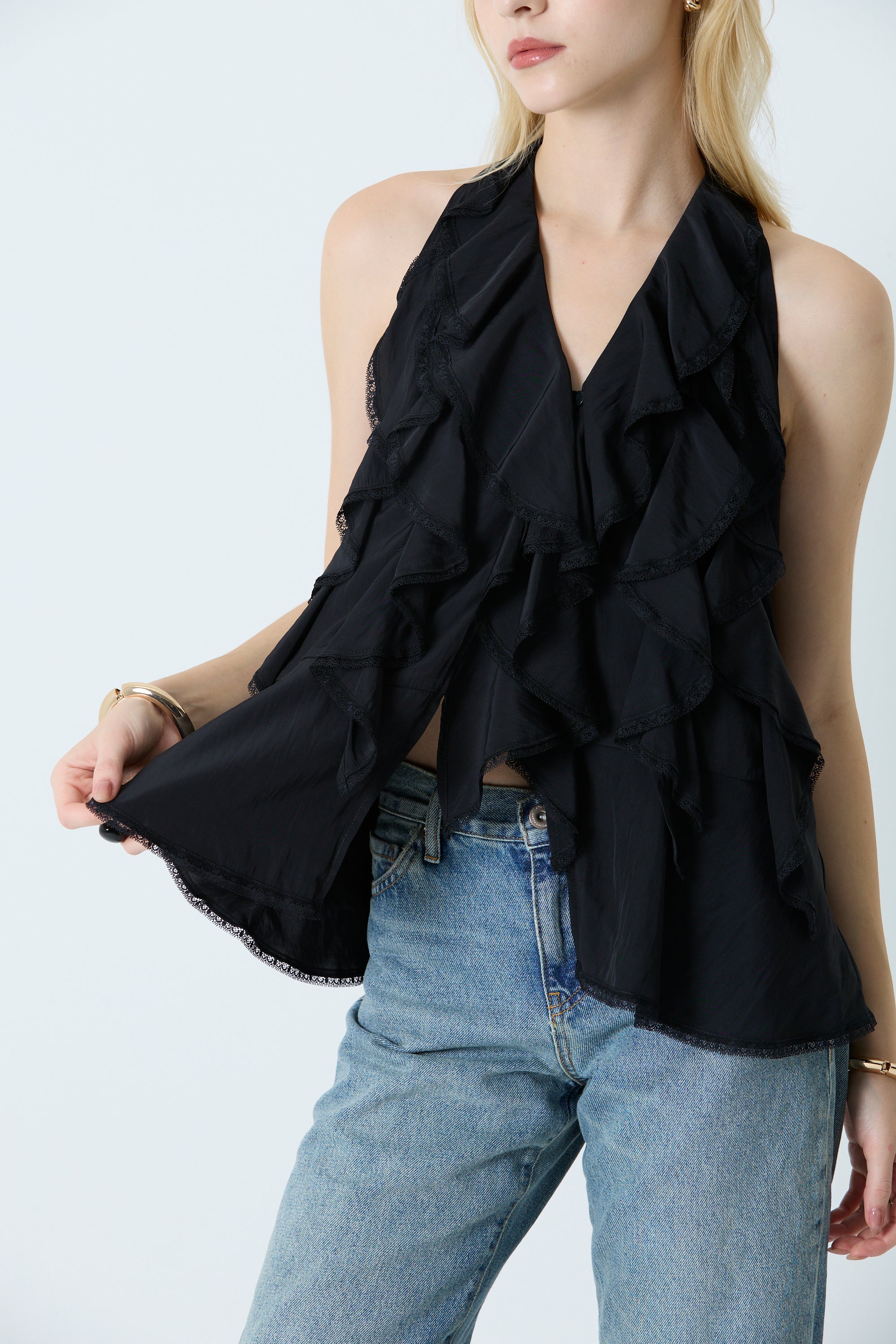 Lace ruffle blouse