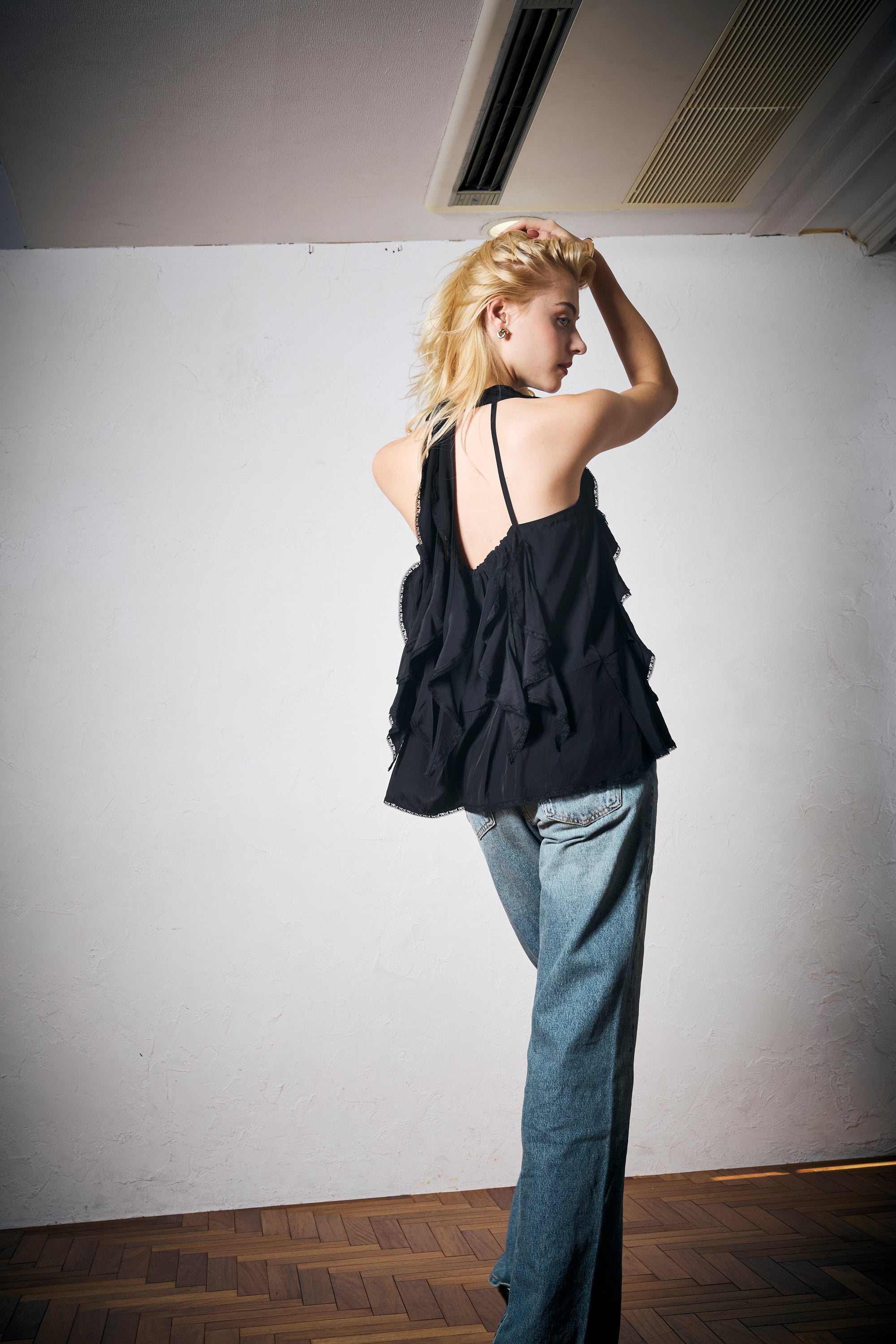 Lace ruffle blouse